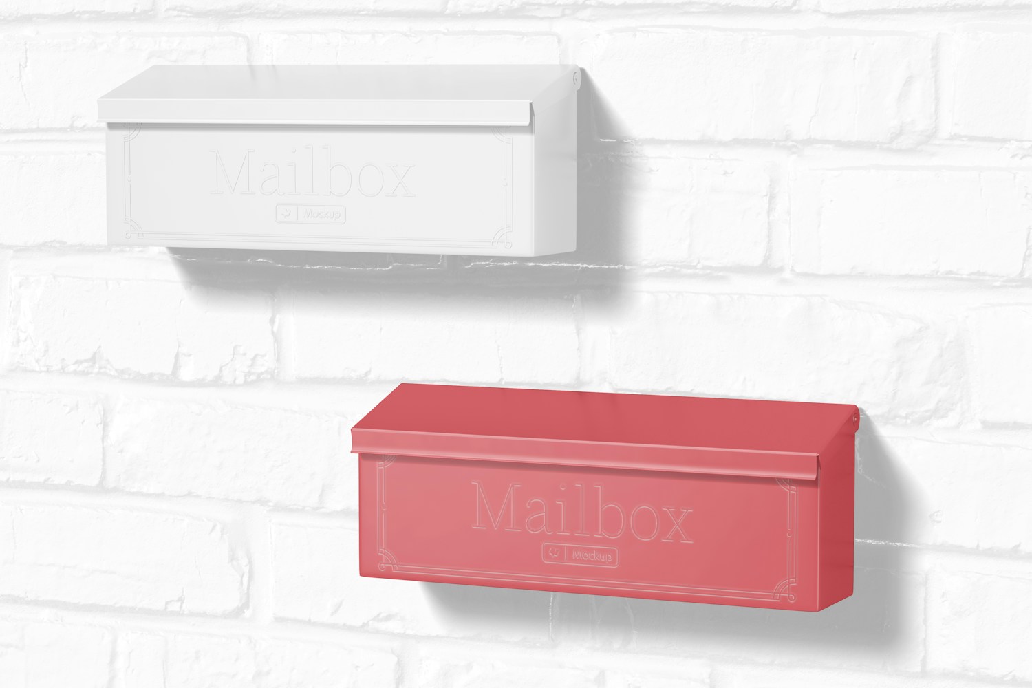 Small Mailboxes Mockup, on Wall