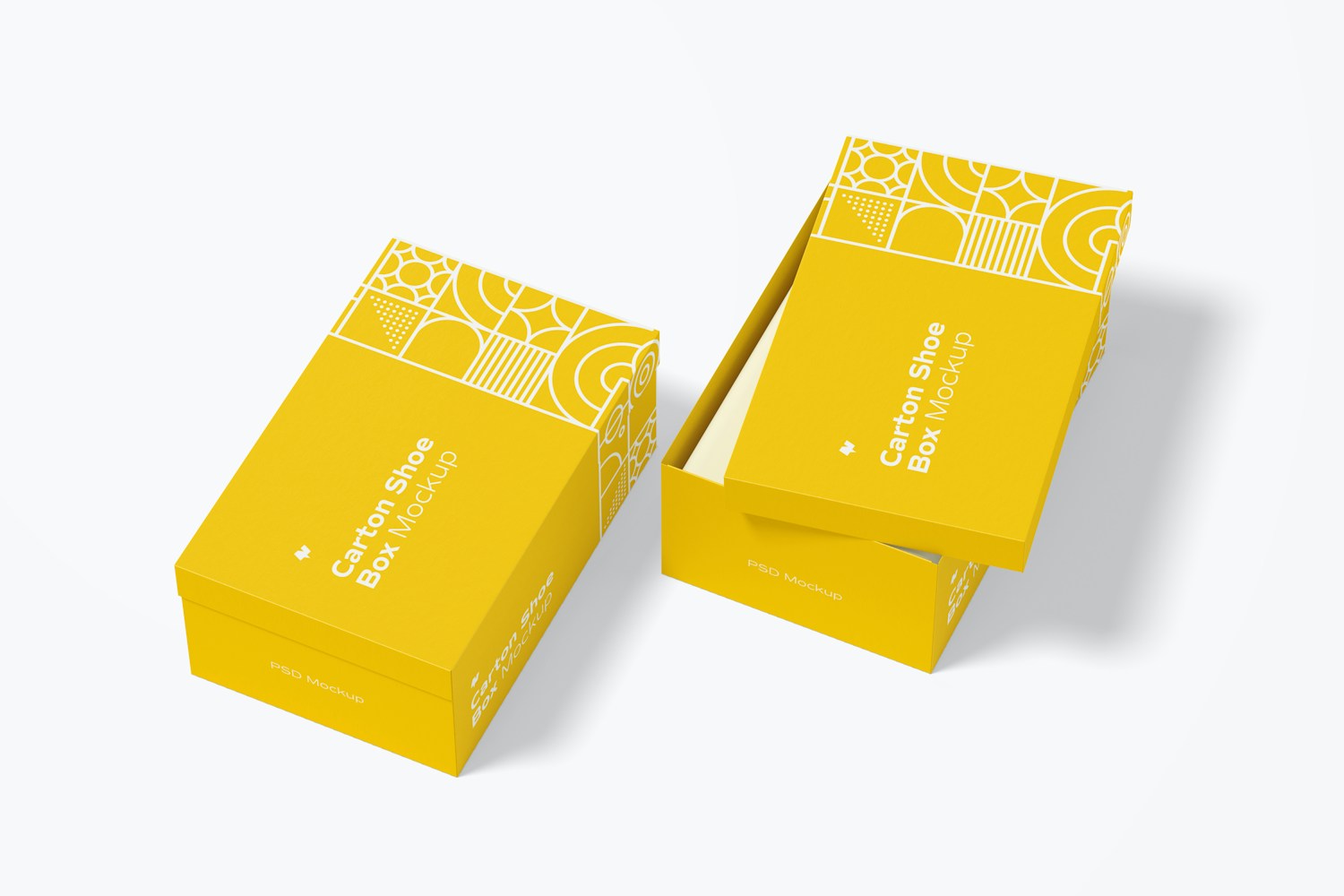 Carton Shoe Boxes Mockup, Perspective Carton Shoe Boxes Mockup, Perspective