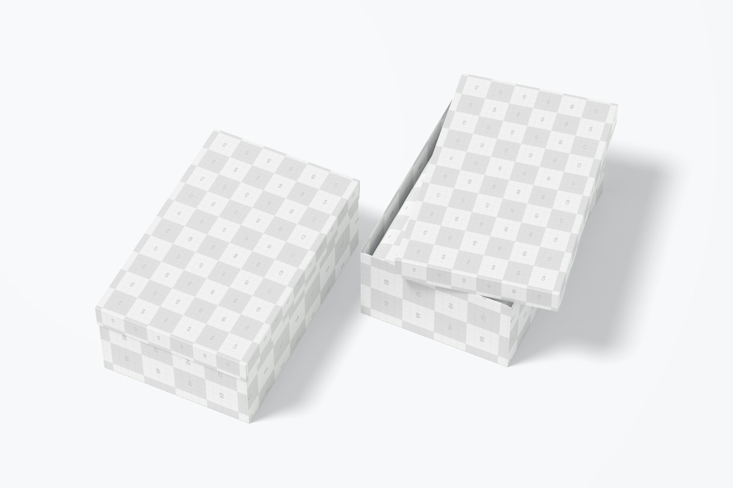 Carton Shoe Boxes Mockup, Perspective Carton Shoe Boxes Mockup, Perspective