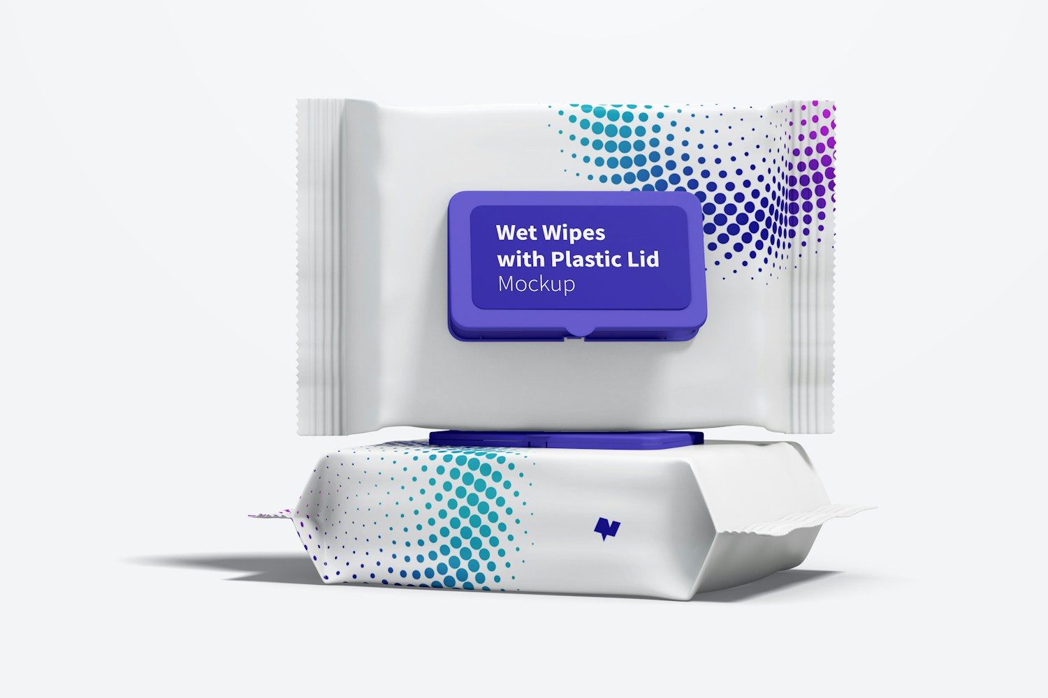 Wet Wipes Large Packaging with Plastic Lid Mockup, Front View