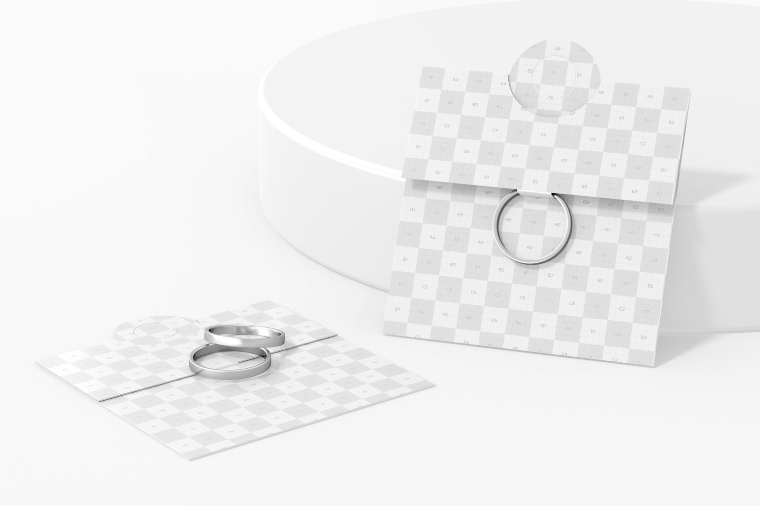 Ring Cards Mockup, Leaned and Dropped