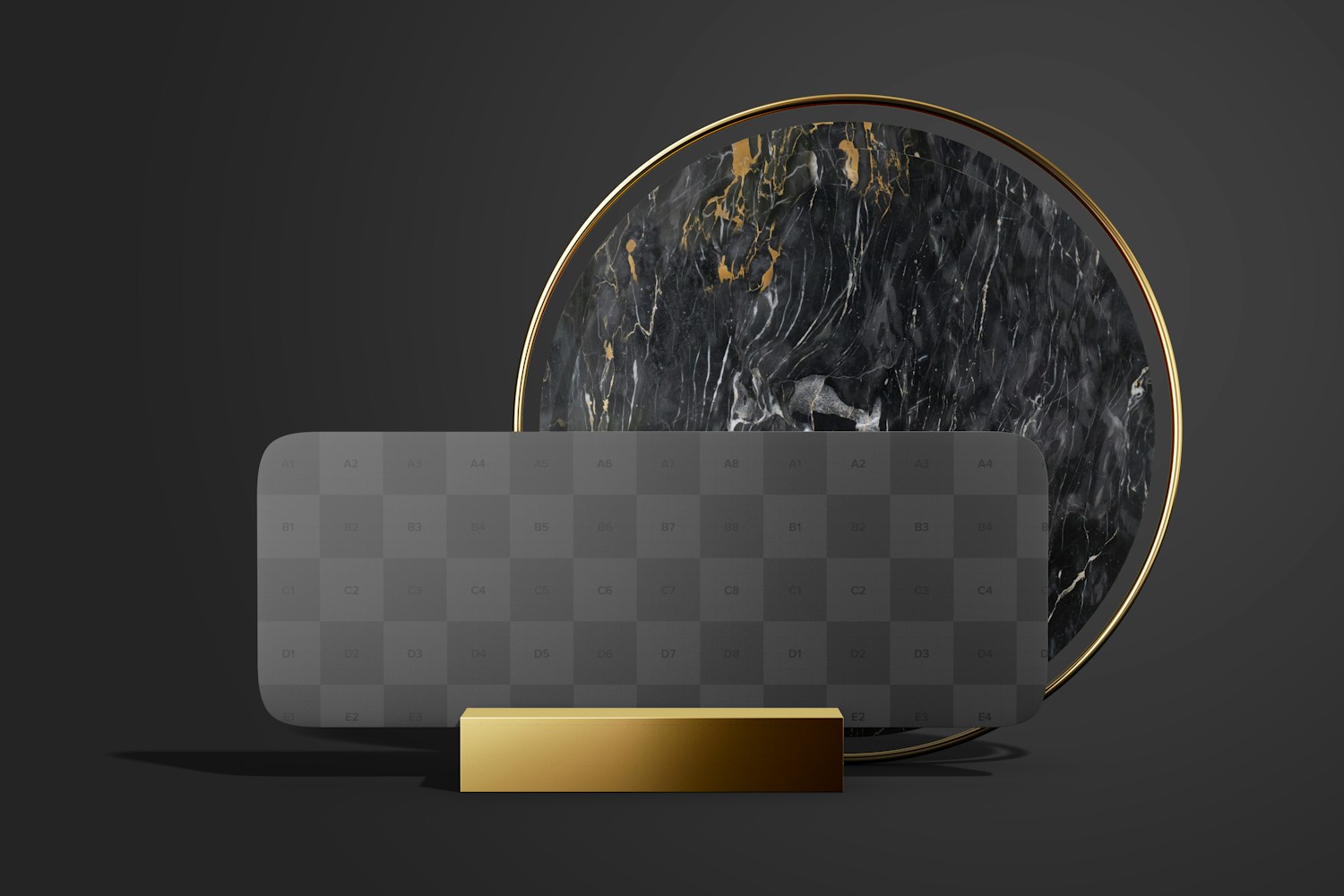 Gold Desk Name Plate Mockup, Front View