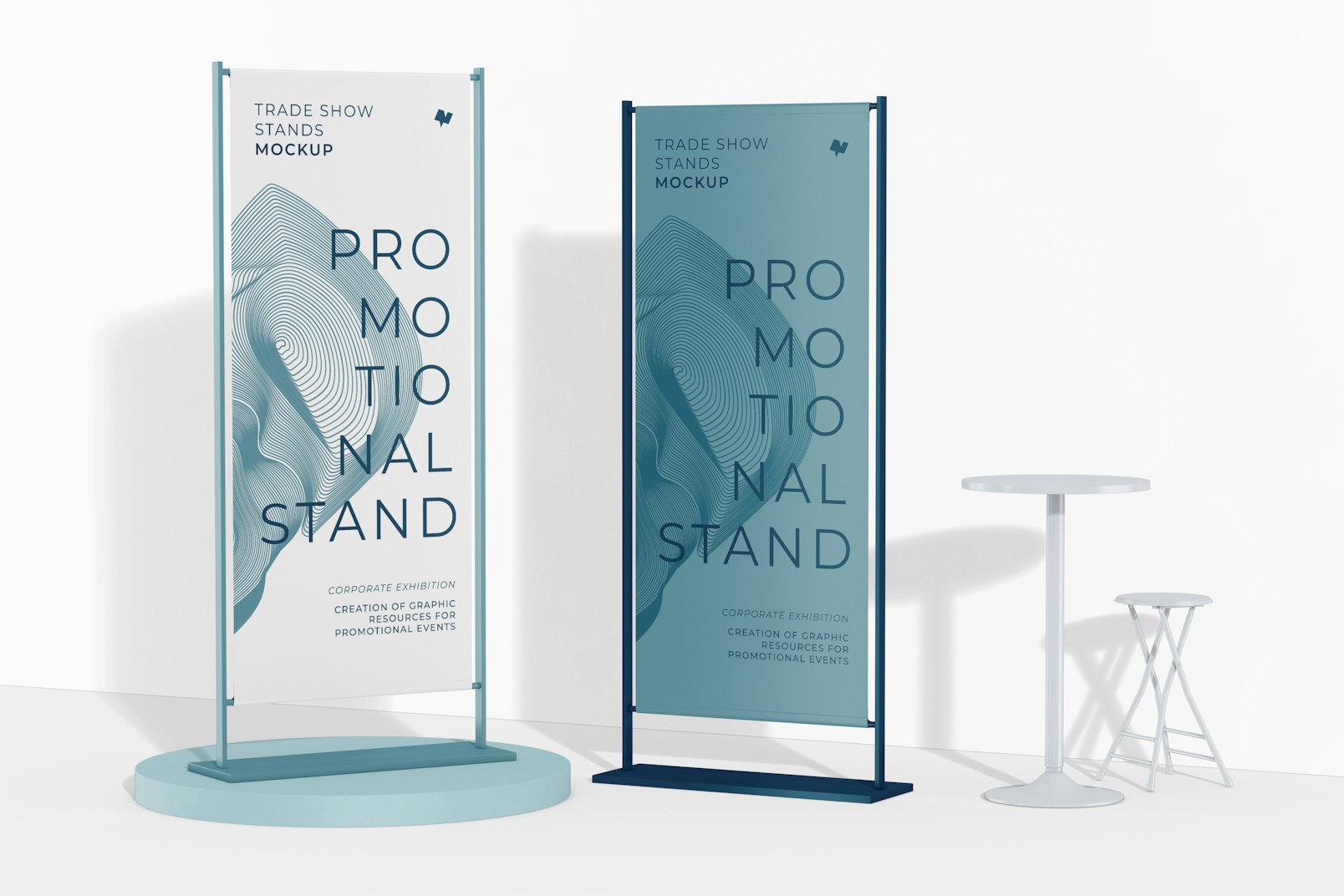 Promotional Stand Mockup, with Chair