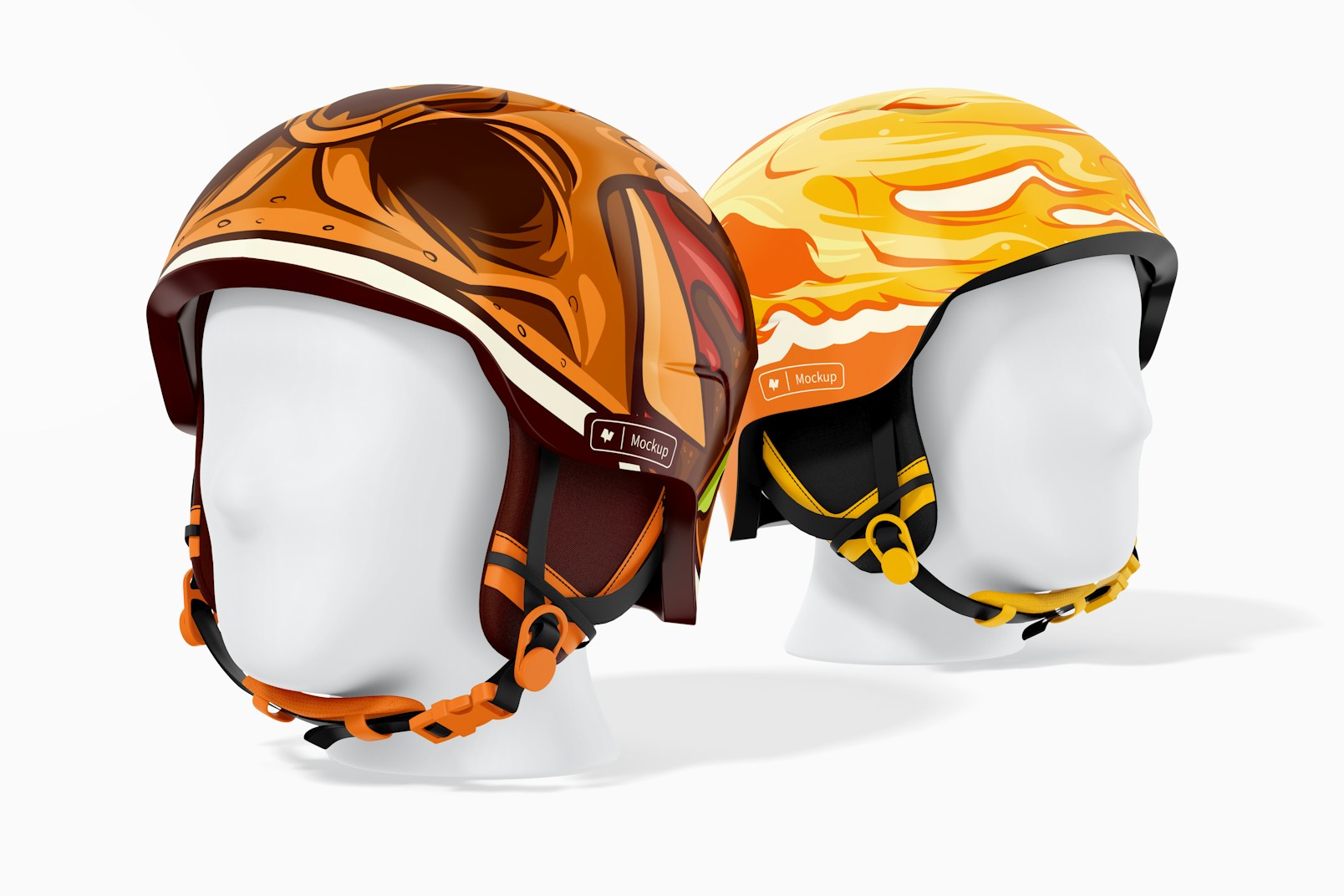 Winter Sports Helmets Mockup, Perspective