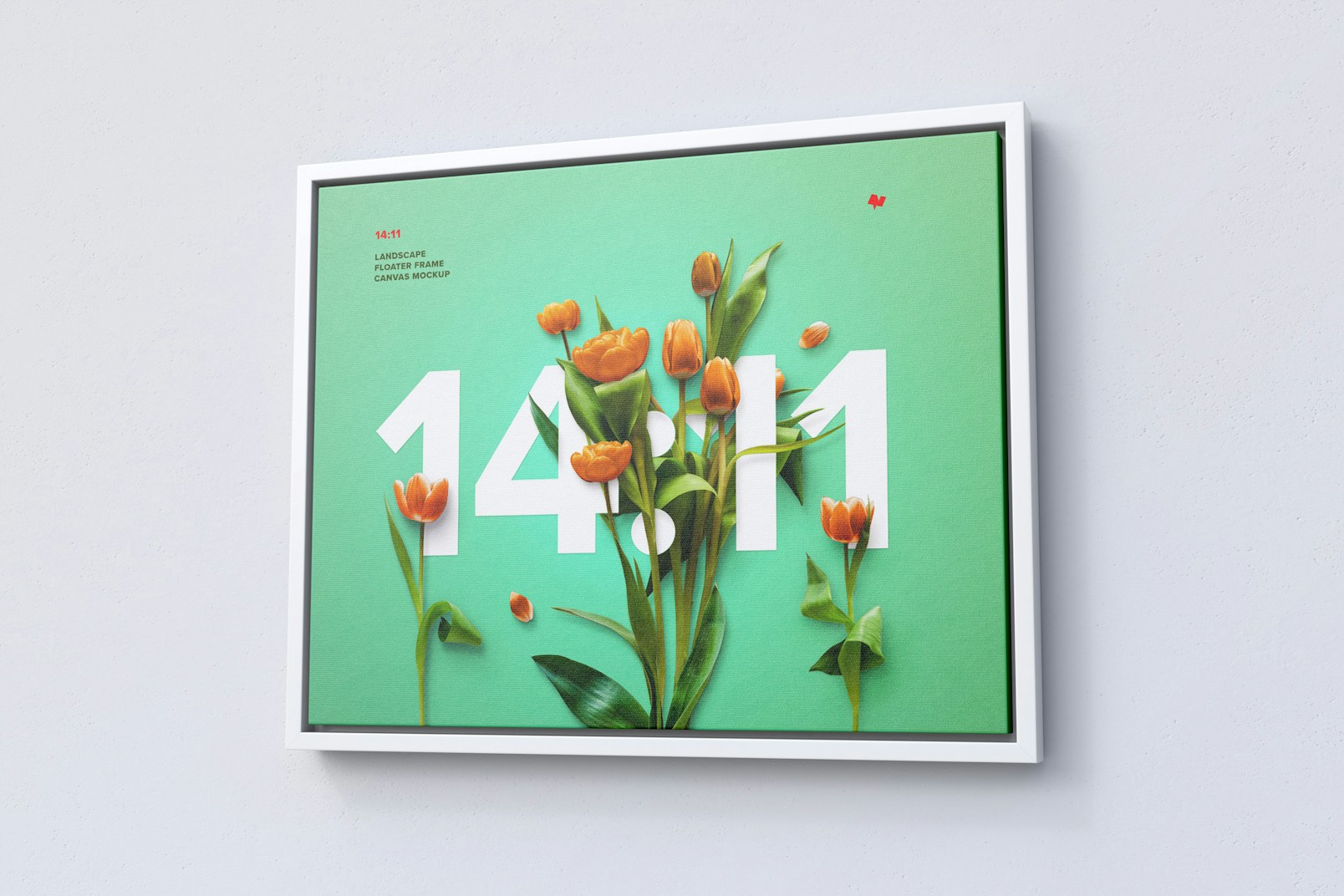 14:11 Landscape Canvas Mockup in Floater Frame, Right View