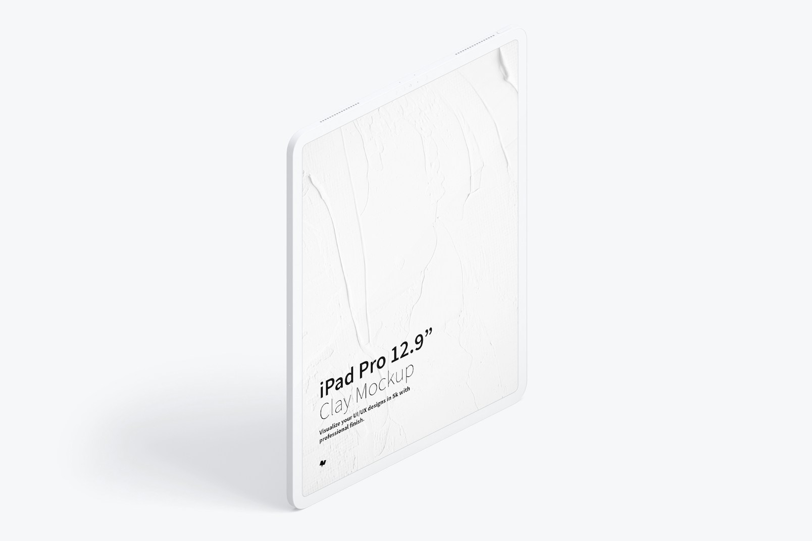 Clay iPad Pro 12.9” Mockup, Isometric Right View 02