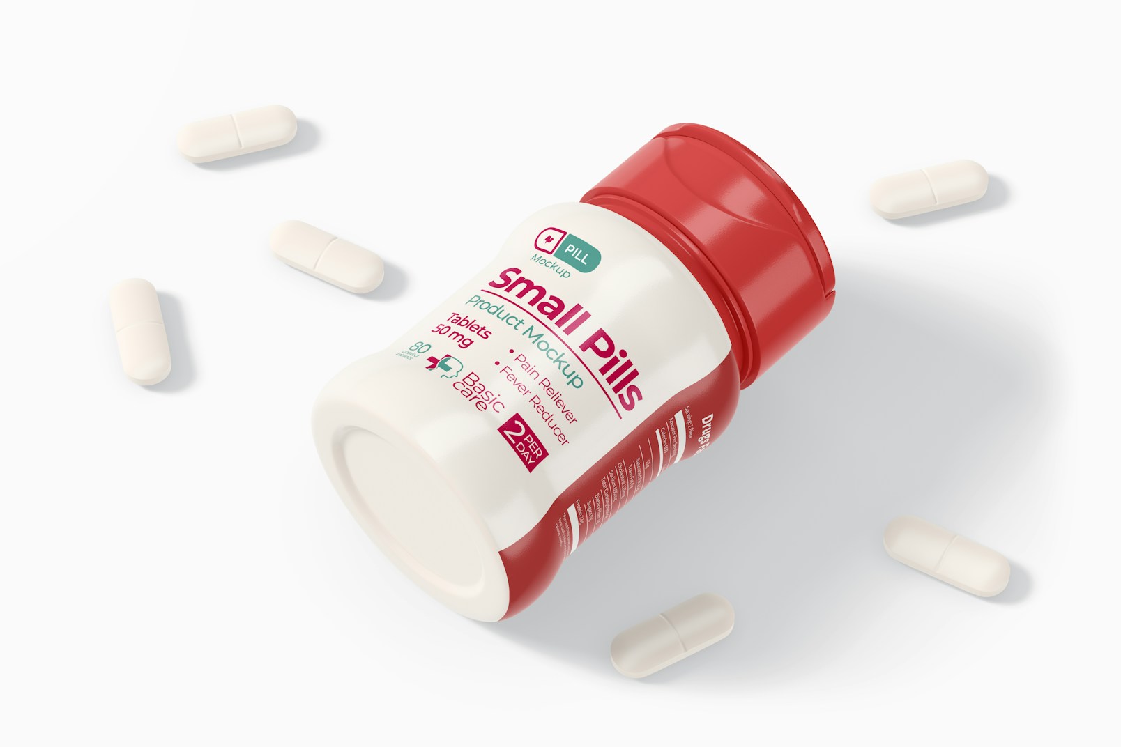 Small Pills Bottle Mockup, Perspective