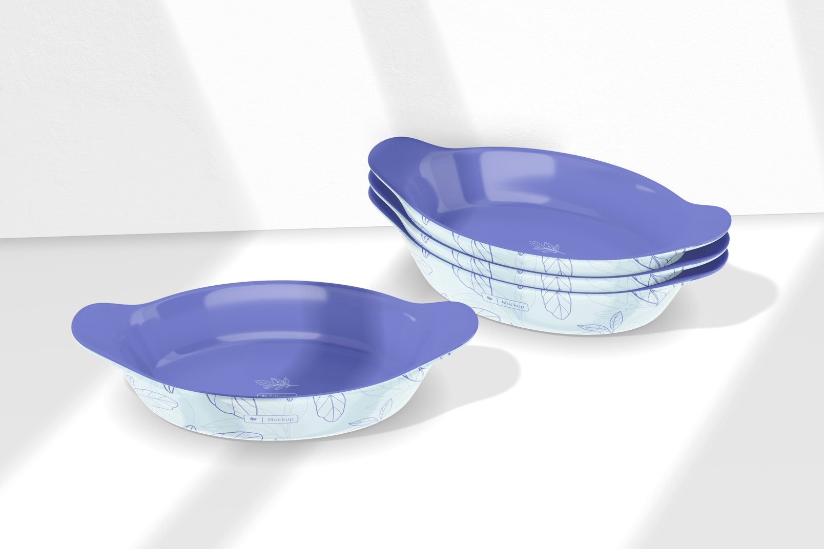 Oval Plate with Handles Mockup, Stacked