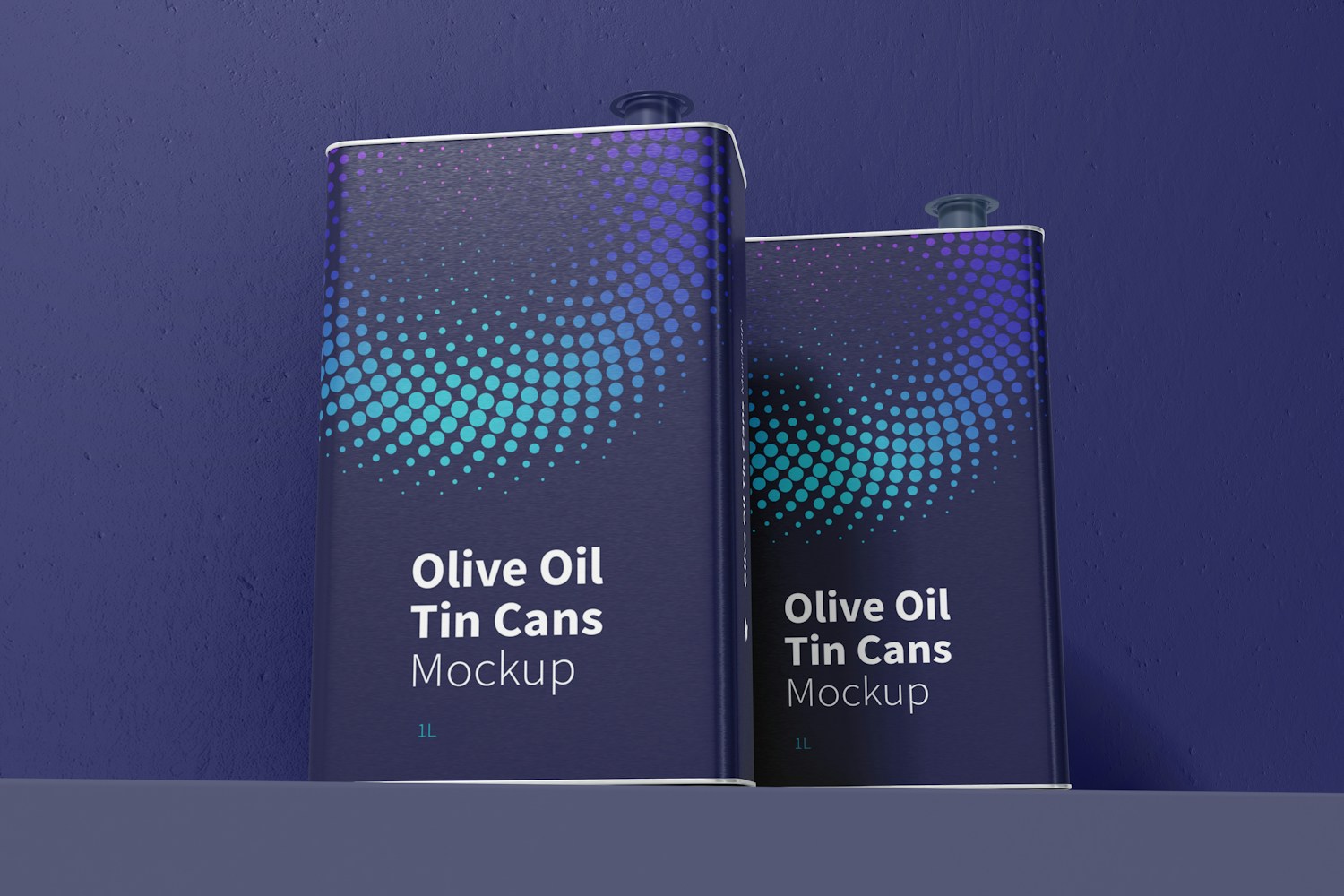 1 Liter Olive Oil Rectangular Tin Cans Mockup, Front View