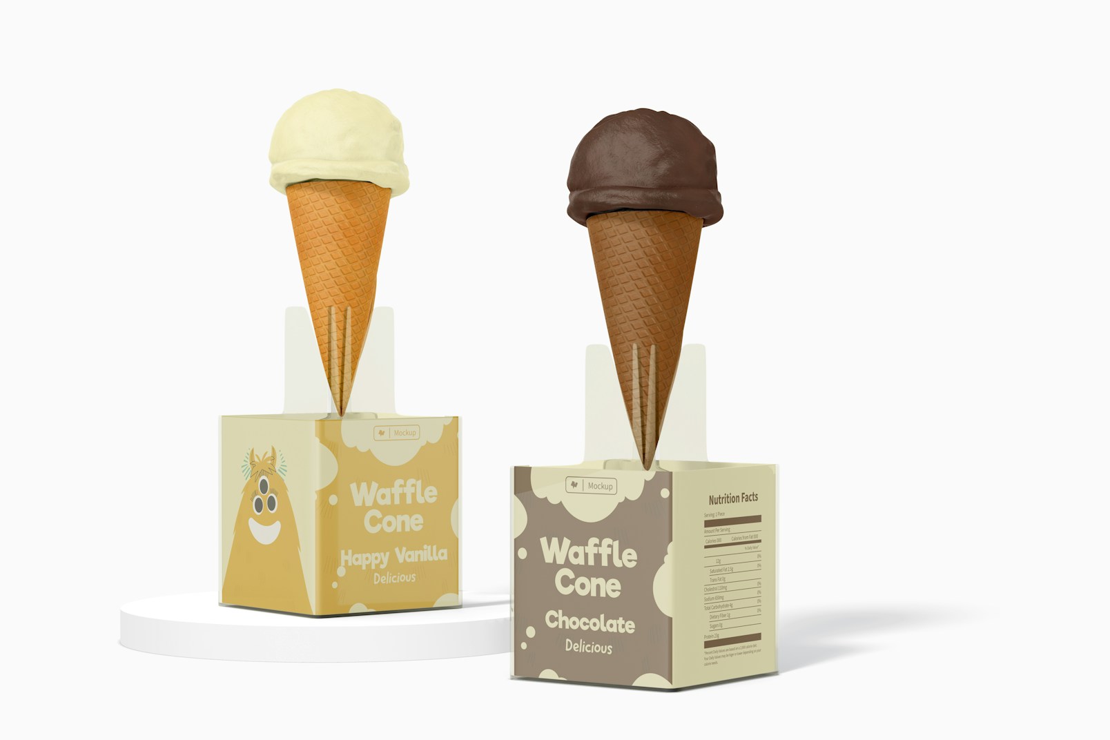 Waffle Cone Stands Mockup, Perspective