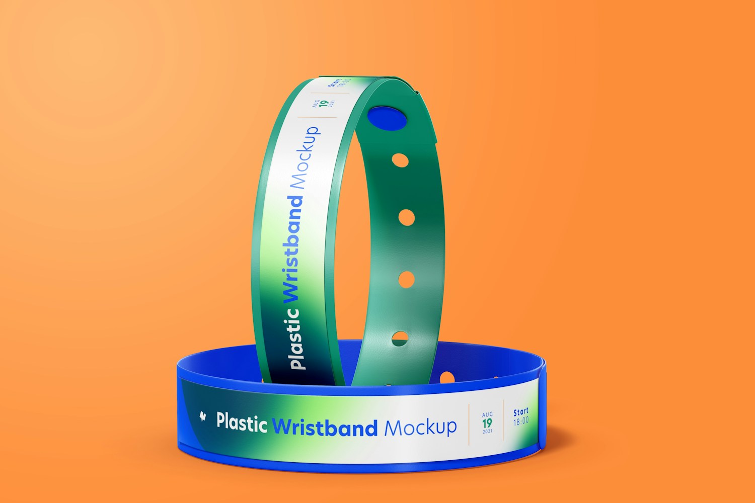 Plastic Wristband Mockup, Front View