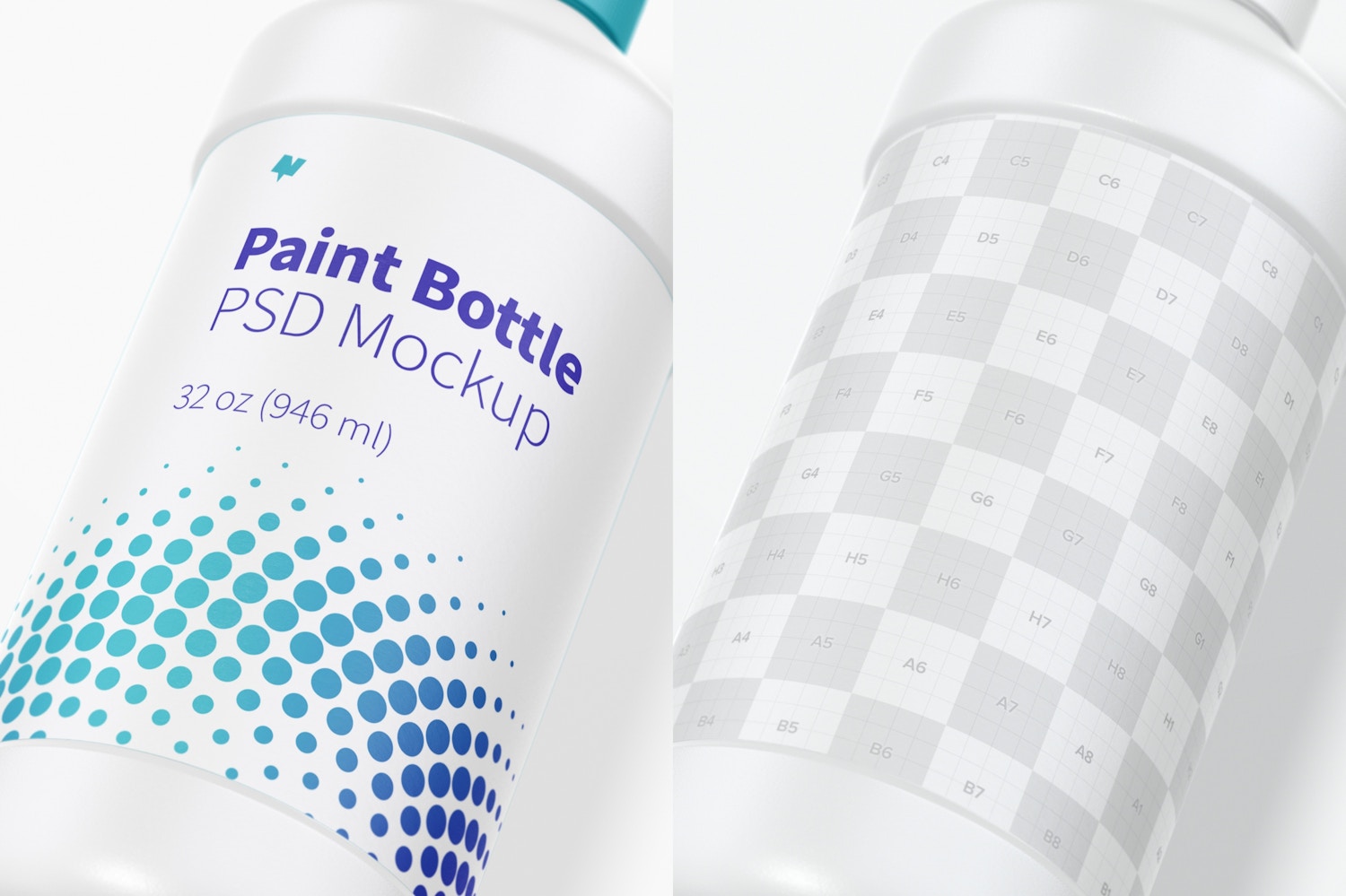 32 oz Paint Bottle Mockup, Close Up 32 oz Paint Bottle Mockup, Close Up