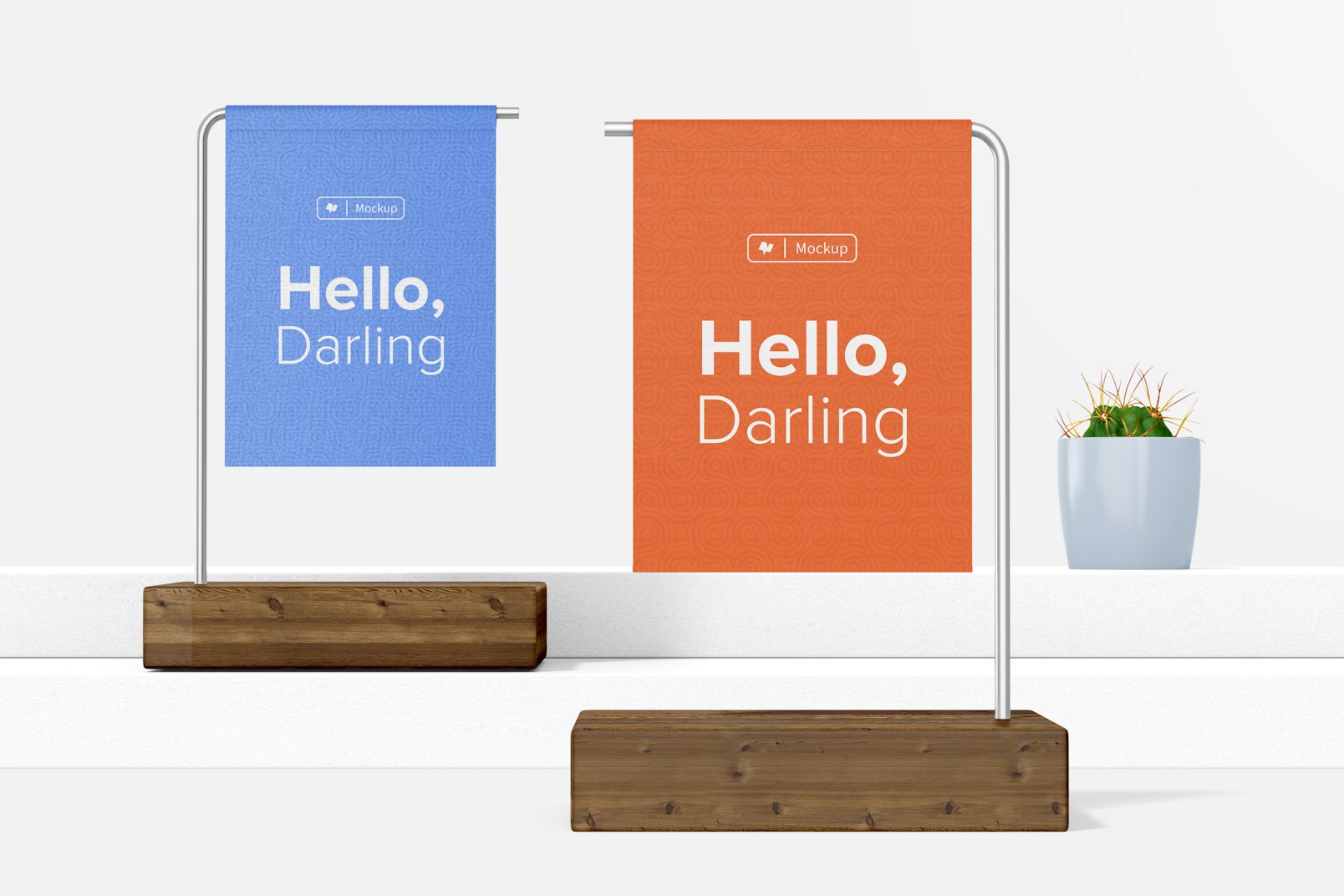 Table Hanging Signs Mockup, Perspective