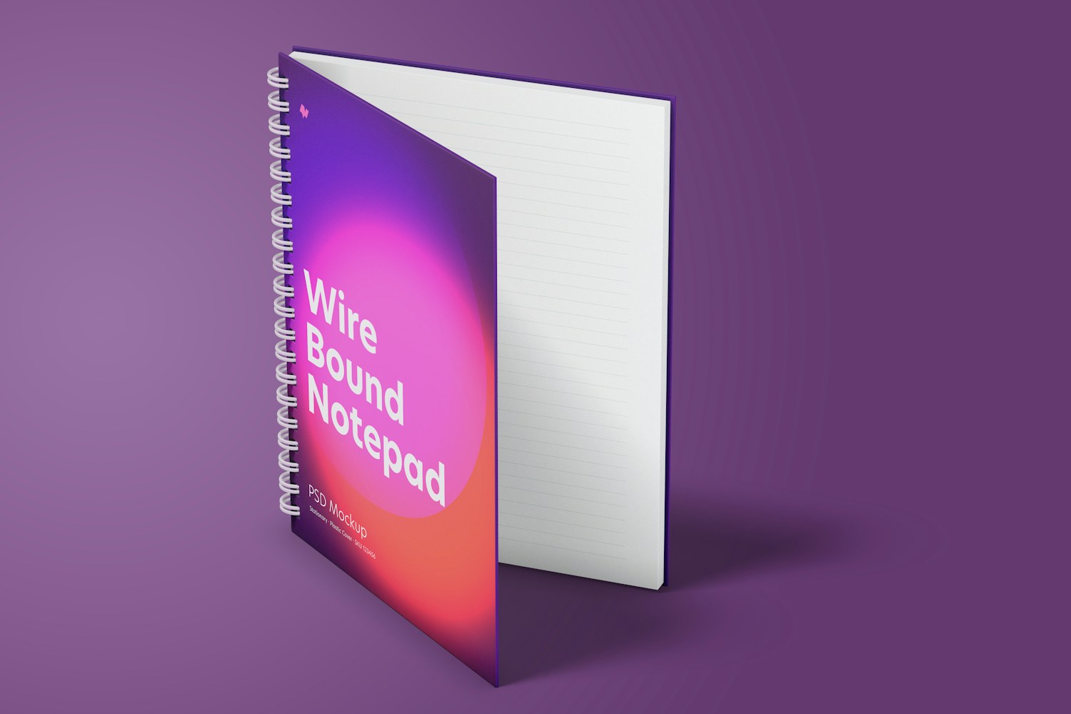 Plastic Cover Wire Bound Notepad Mockup