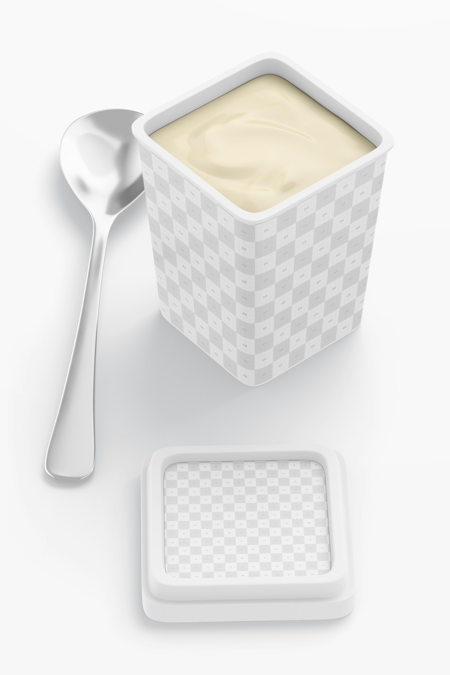 Square Ice Cream Cup Mockup, Top View