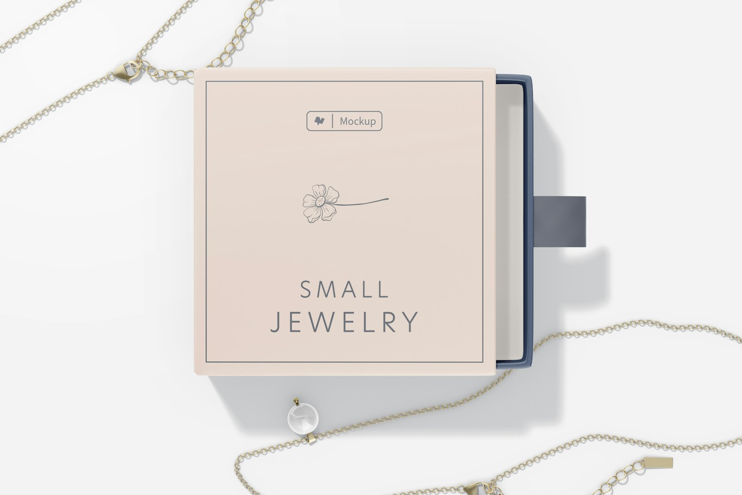 Small Jewelry Paper Box Mockup, Top View Small Jewelry Paper Box Mockup, Top View