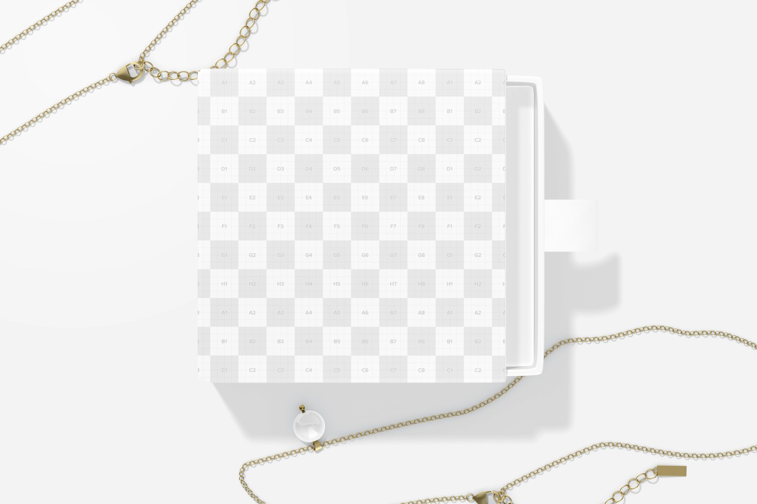 Small Jewelry Paper Box Mockup, Top View Small Jewelry Paper Box Mockup, Top View