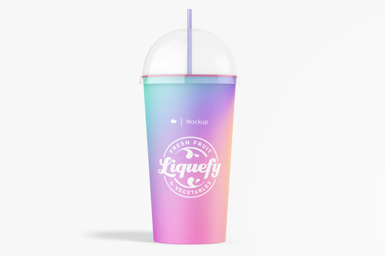 Paper Cup With Plastic Dome Lid Mockup, Front View