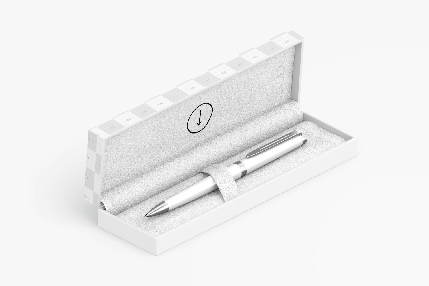 Pen In Gift Box Mockup, Isometric Right View