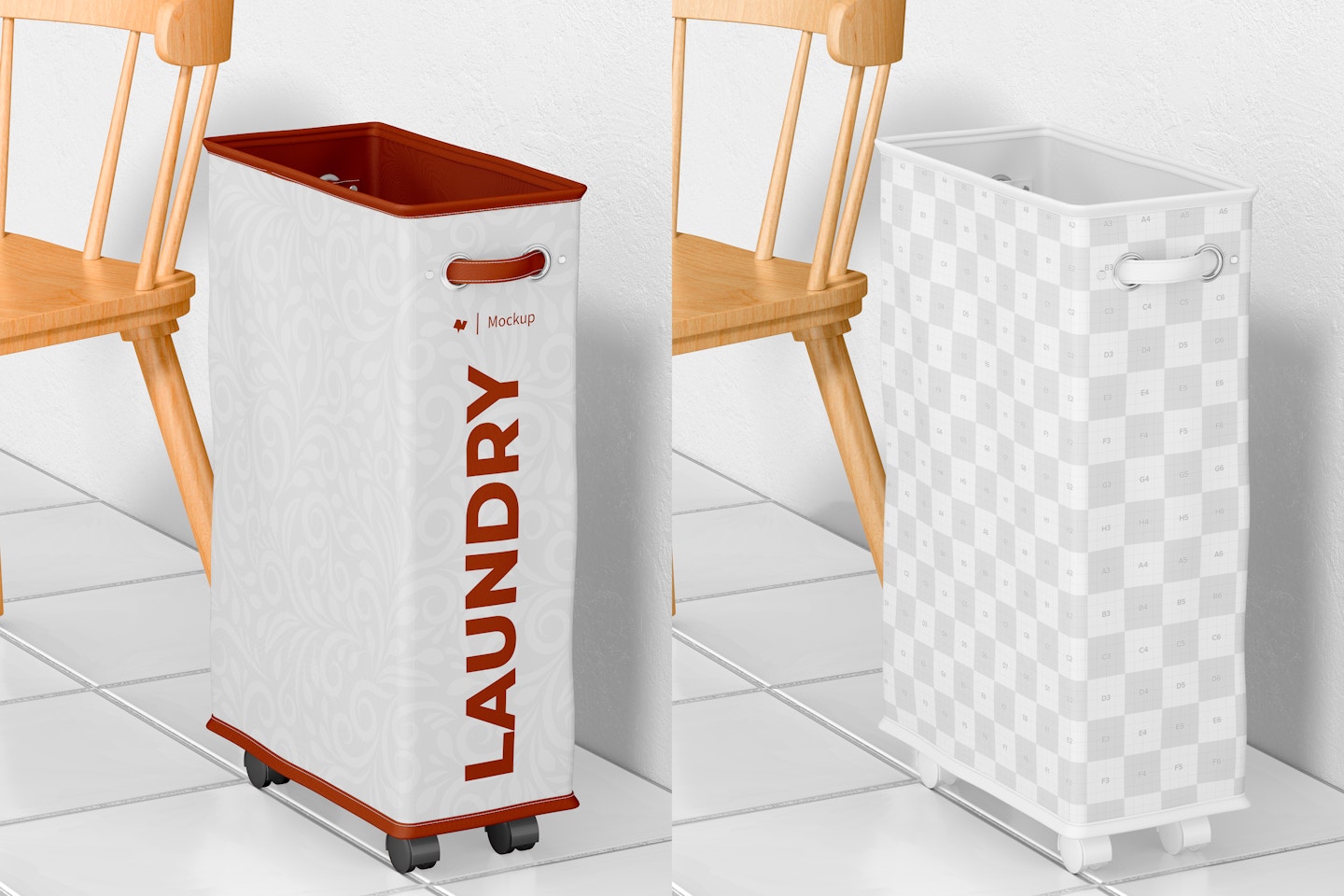 Large Laundry Hamper Mockup, Right View