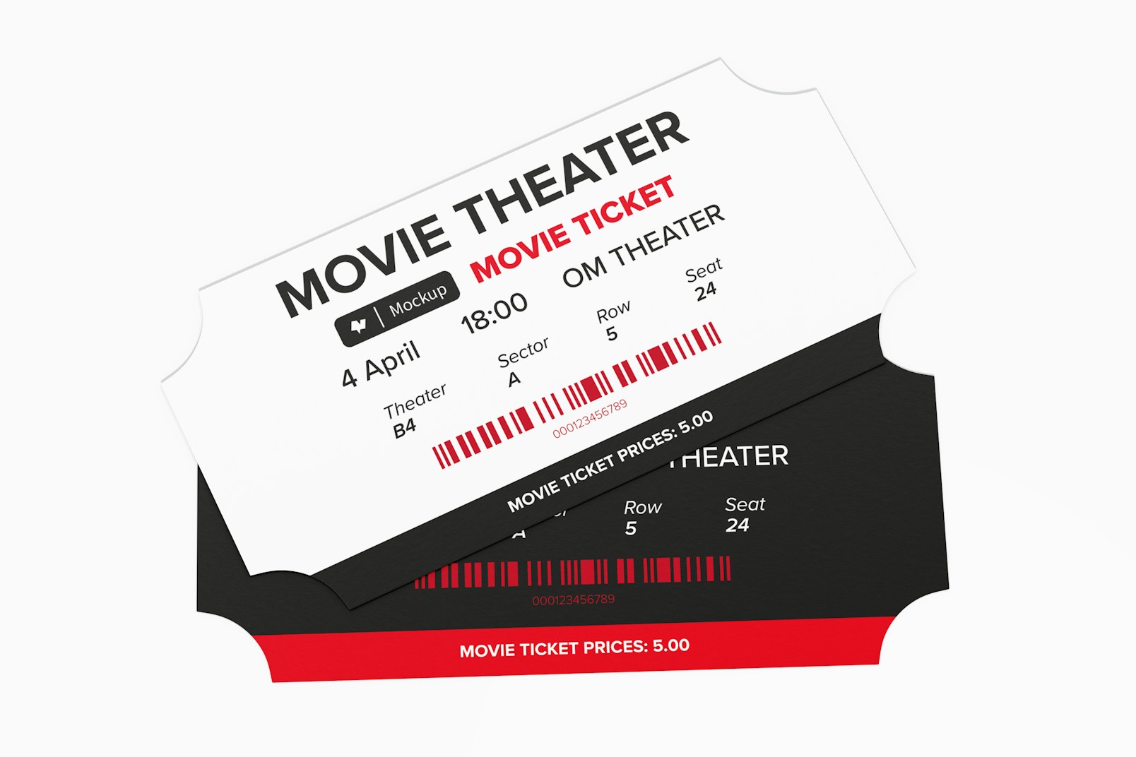 Movie Tickets Mockup, Stacked
