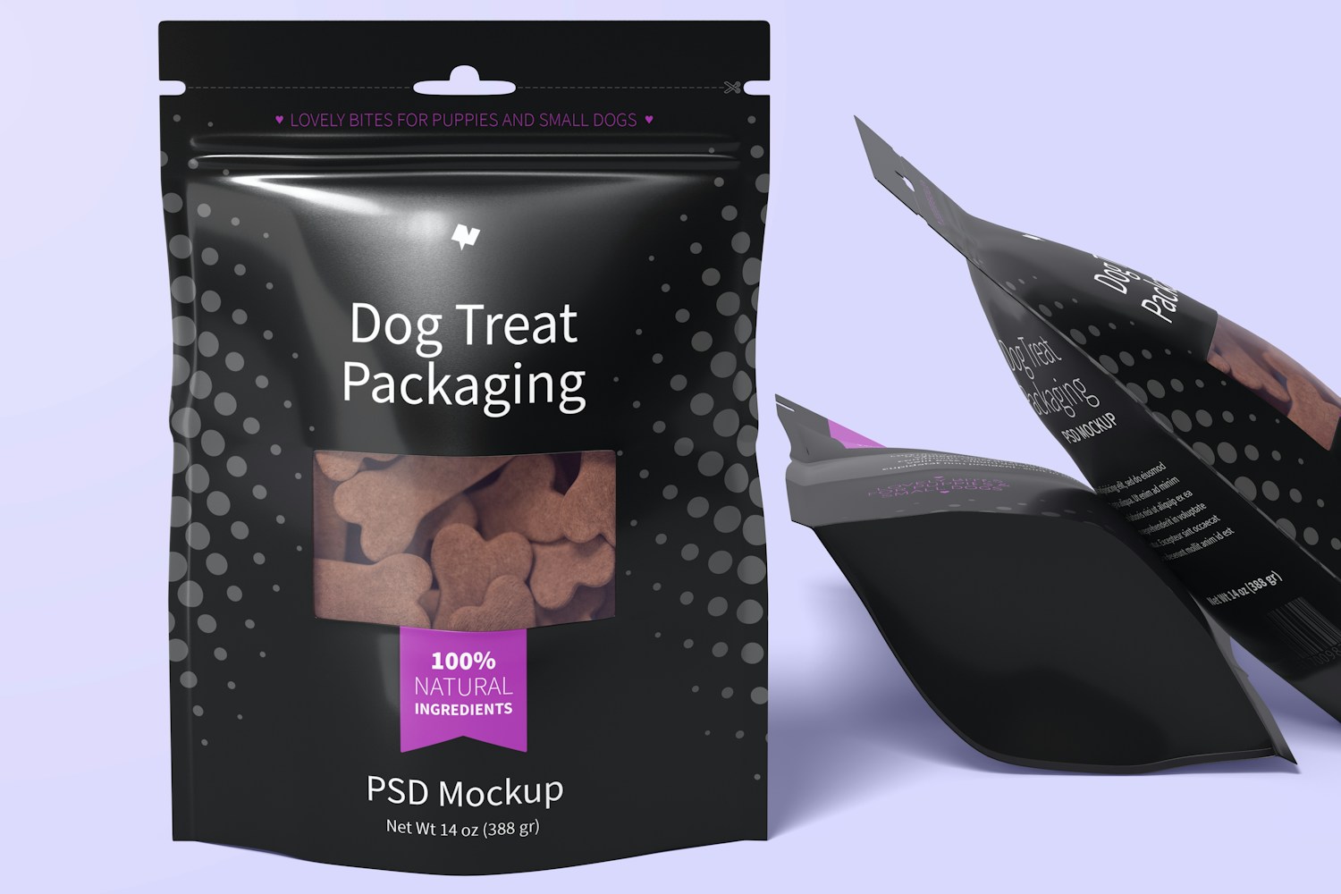 Dog Treat Packaging Mockup, Front View