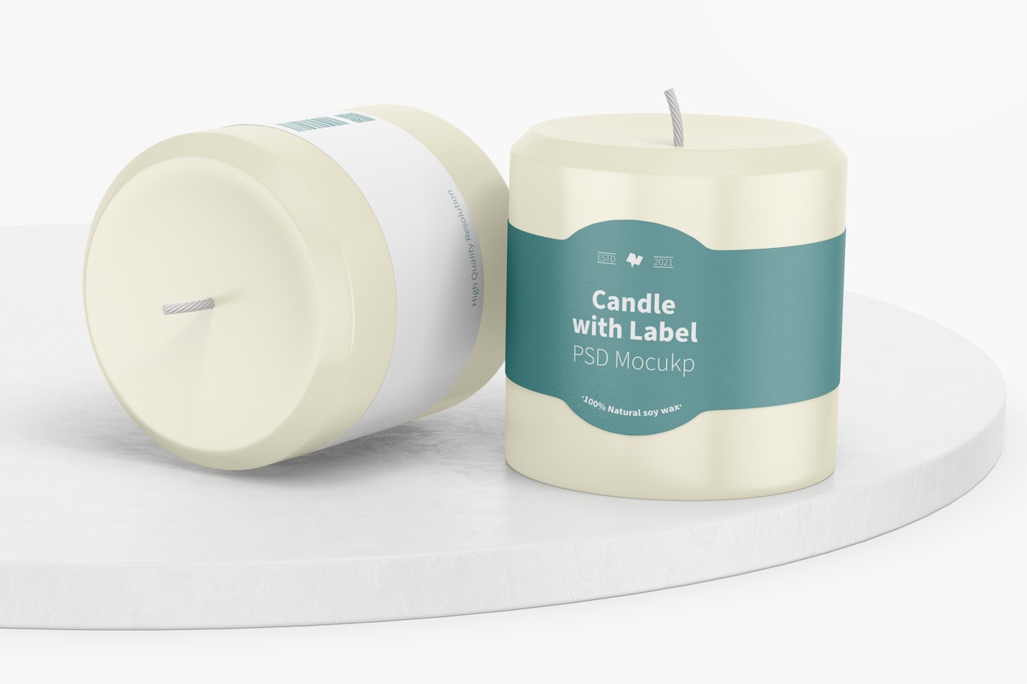 Candles with Label Mockup, Standing and Dropped