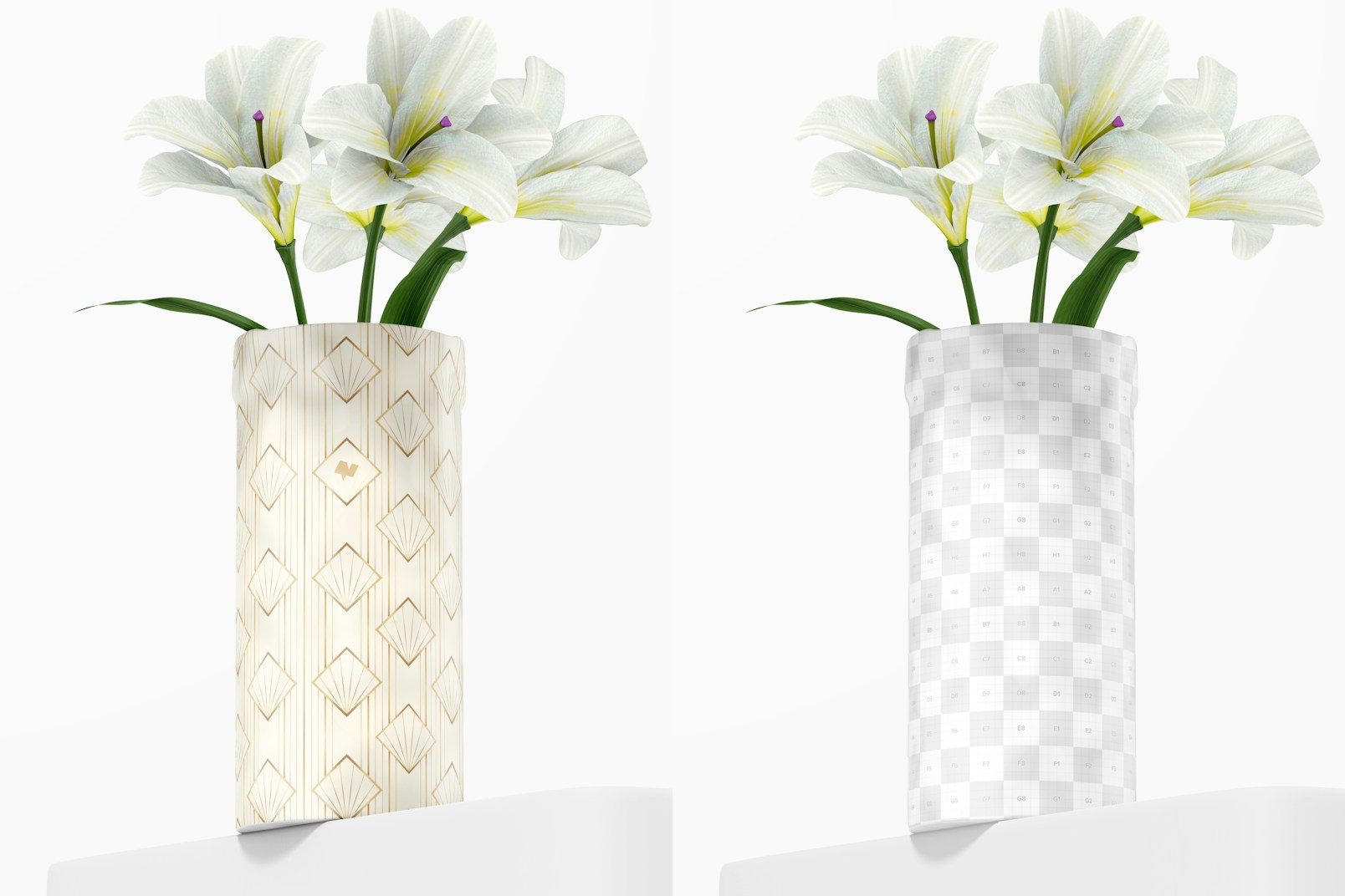 Ceramic Flower Vase Mockup, Front View