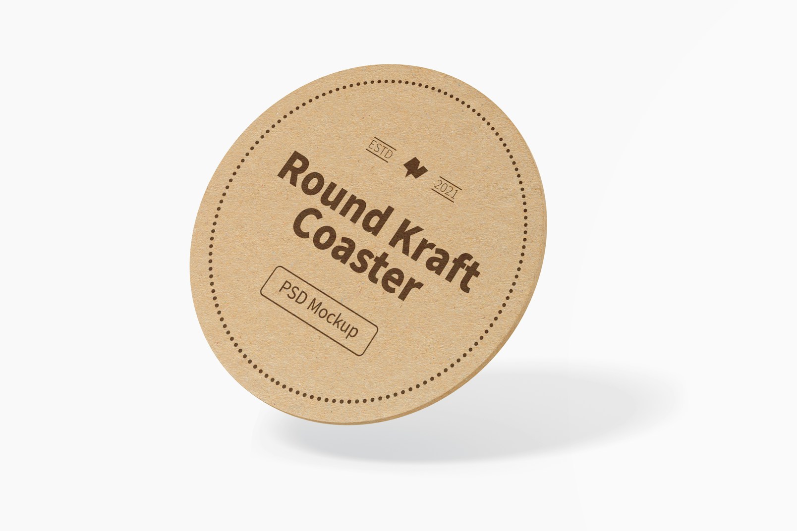Round Kraft Coaster Mockup, Floating