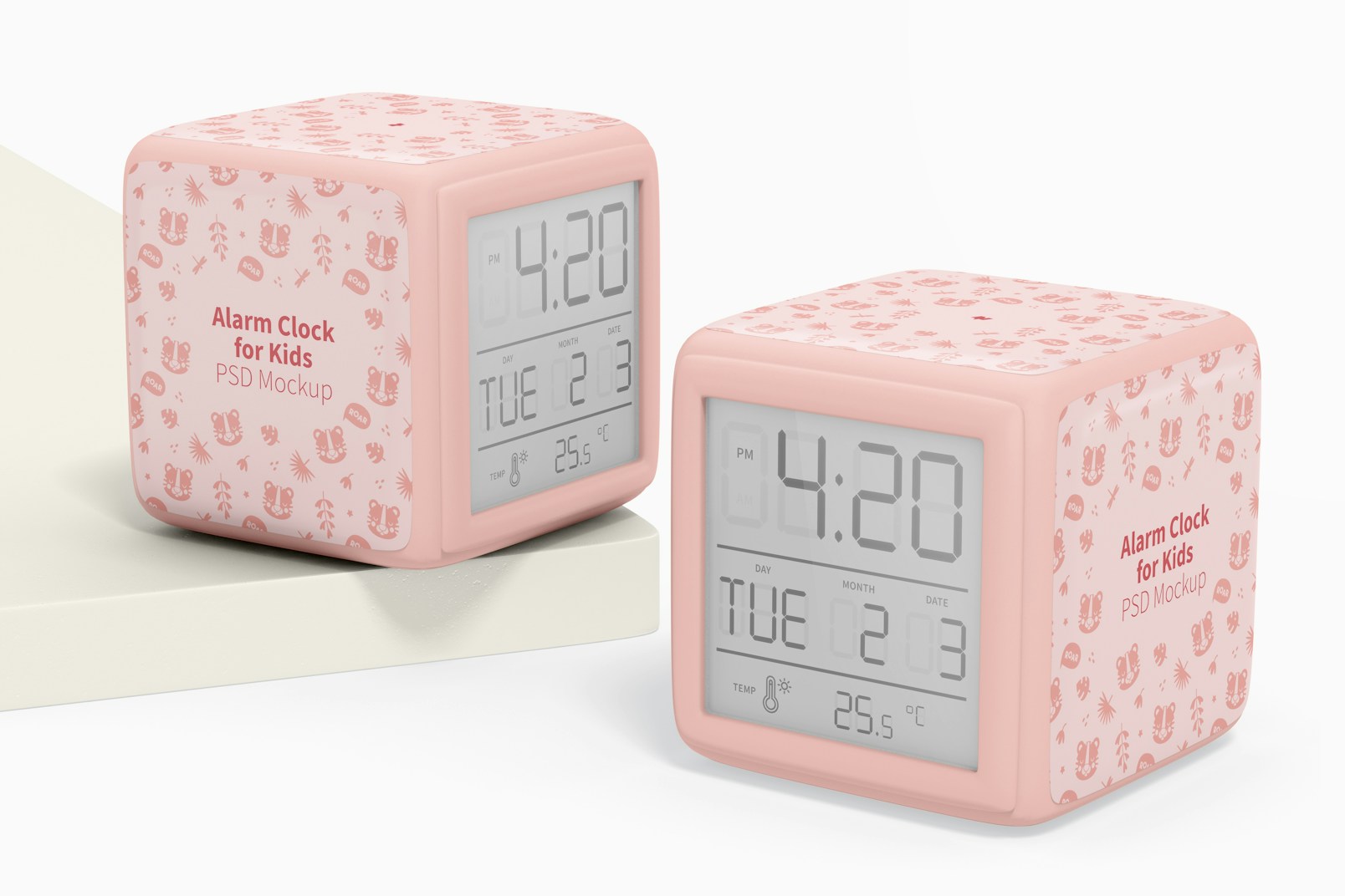 Alarm Clocks for Kids Mockup, Perspective