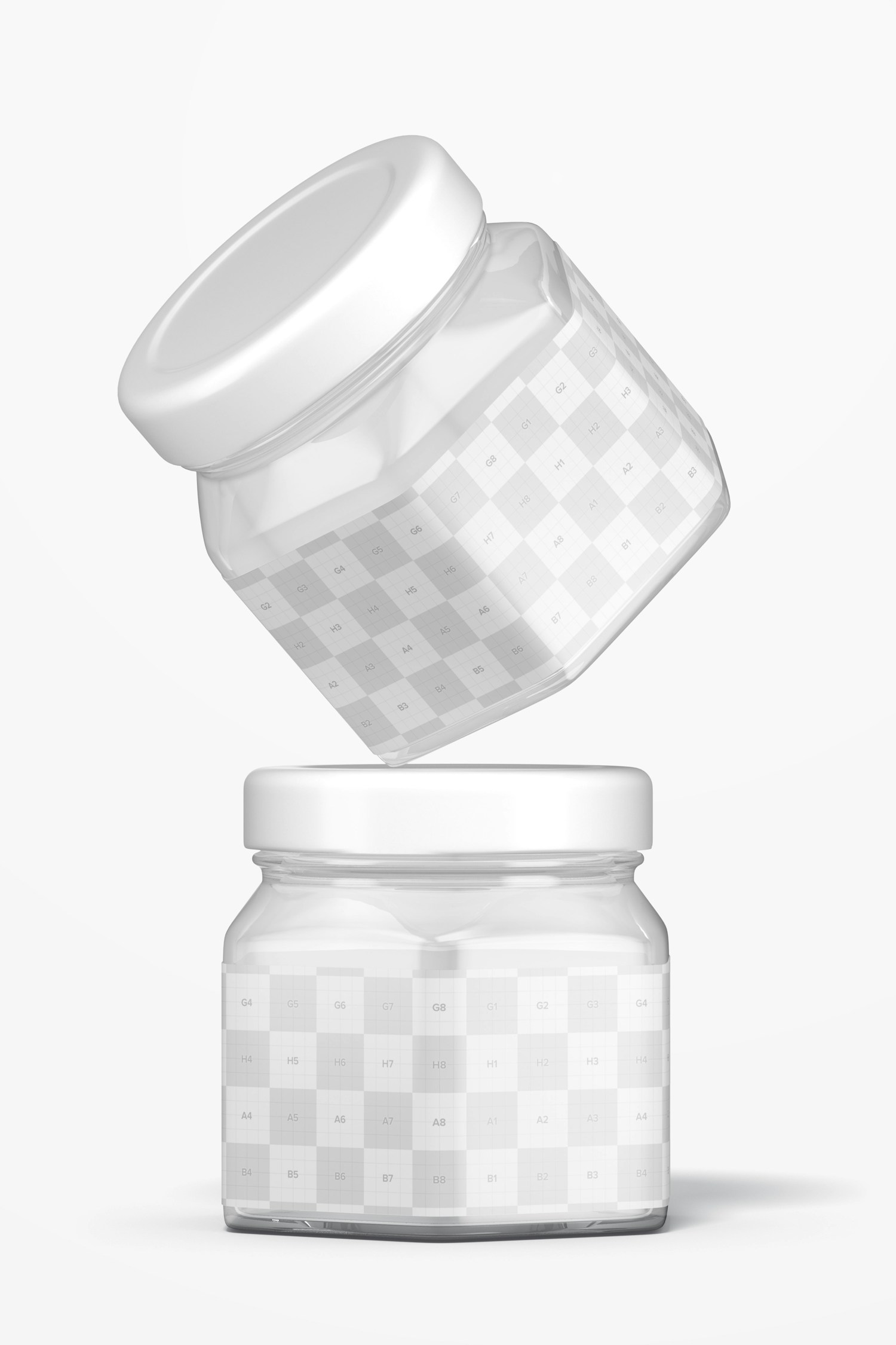 4 oz Glass Hexagon Jars Mockup, Floating