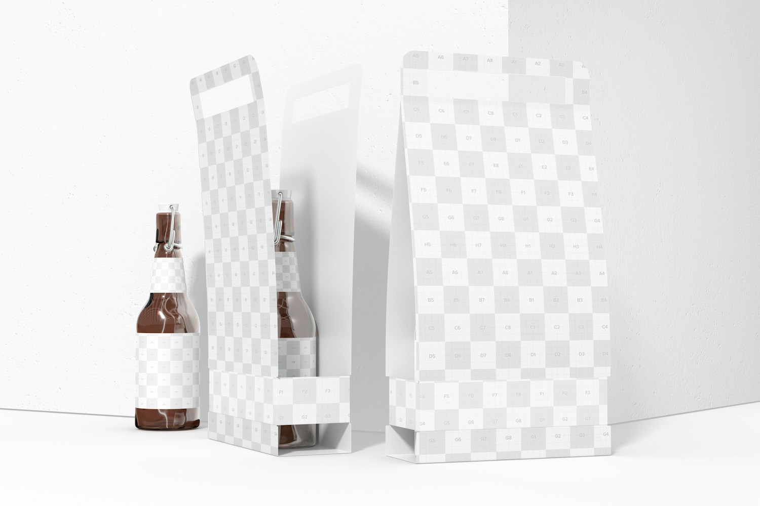2 Pack Paper Bottle Holders Mockup 2 Pack Paper Bottle Holders Mockup