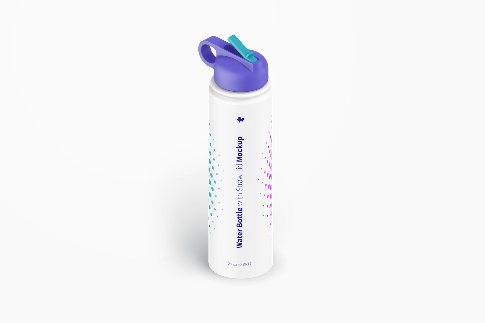 Water Bottles with Straw Lid Mockup, Isometric View