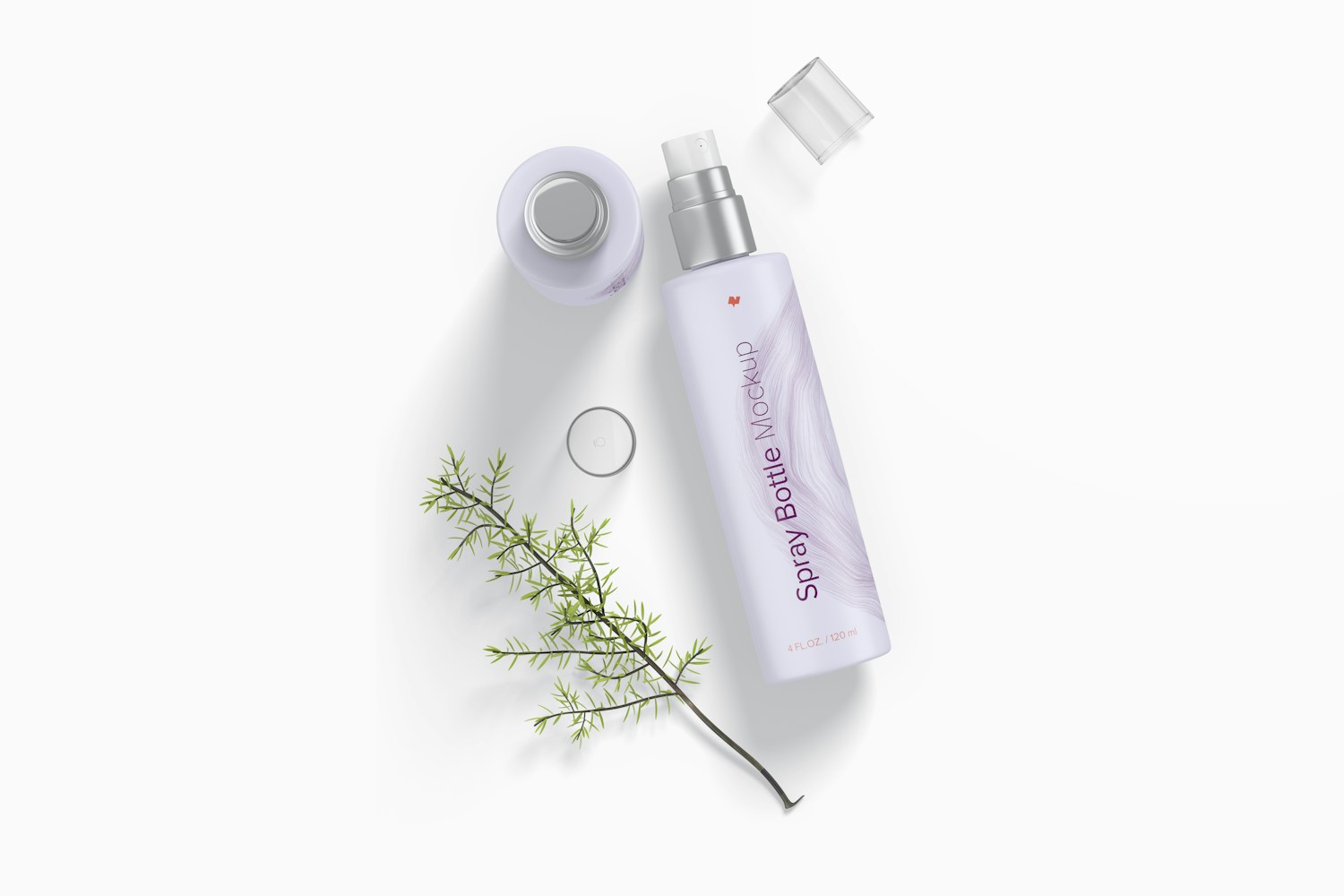 4 Oz Spray Bottle Mockup, Dropped 4 Oz Spray Bottle Mockup, Dropped
