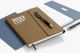 Notebook with Pen Holder Mockup, Close Up