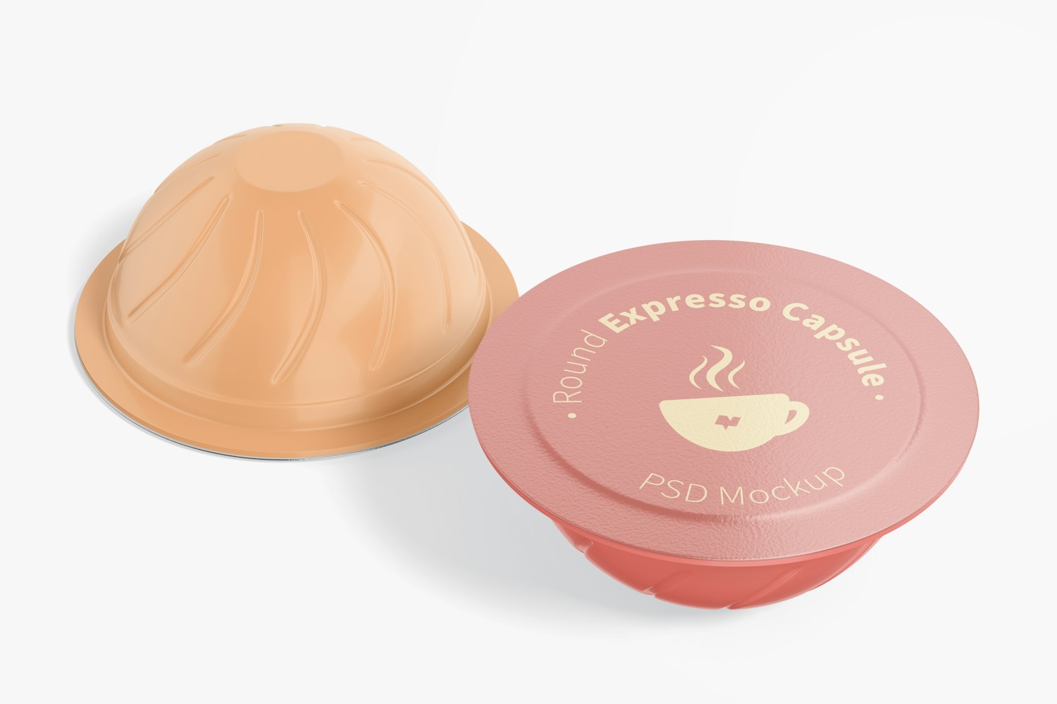 Round Espresso Capsules Mockup, Front and Back View Round Espresso Capsules Mockup, Front and Back View