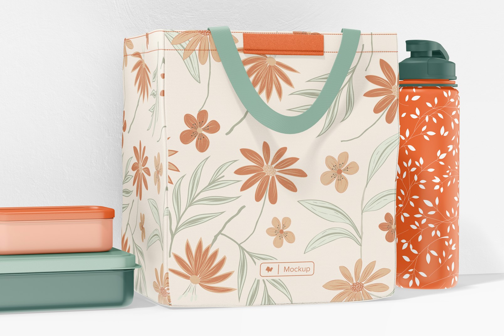 Foldable Lunch Bag Mockup, Left View