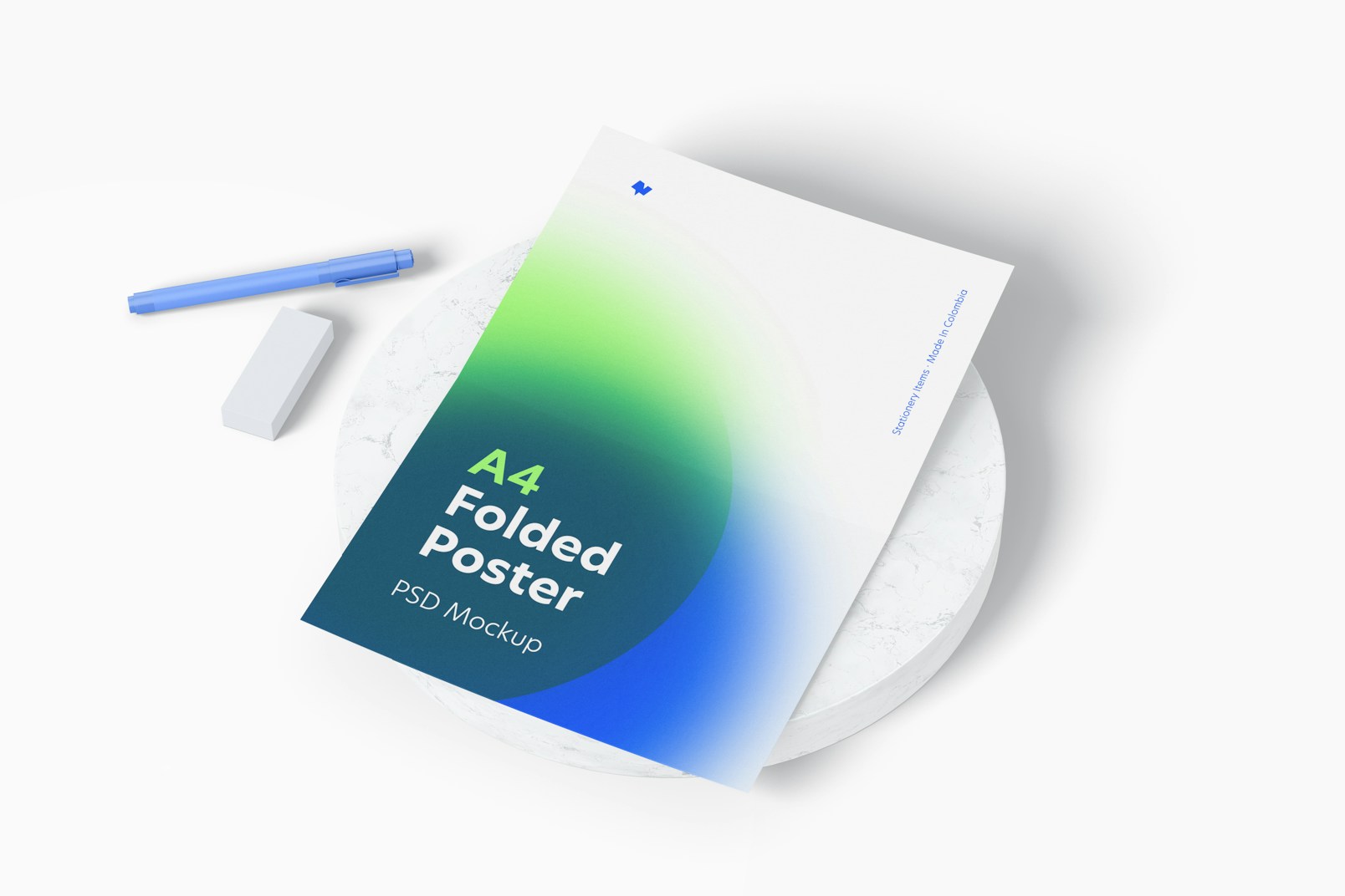 A4 Folded Poster Mockup, Perspective
