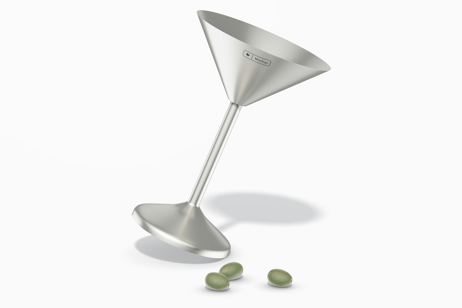 Stainless Steel Martini Glass Mockup, Leaned