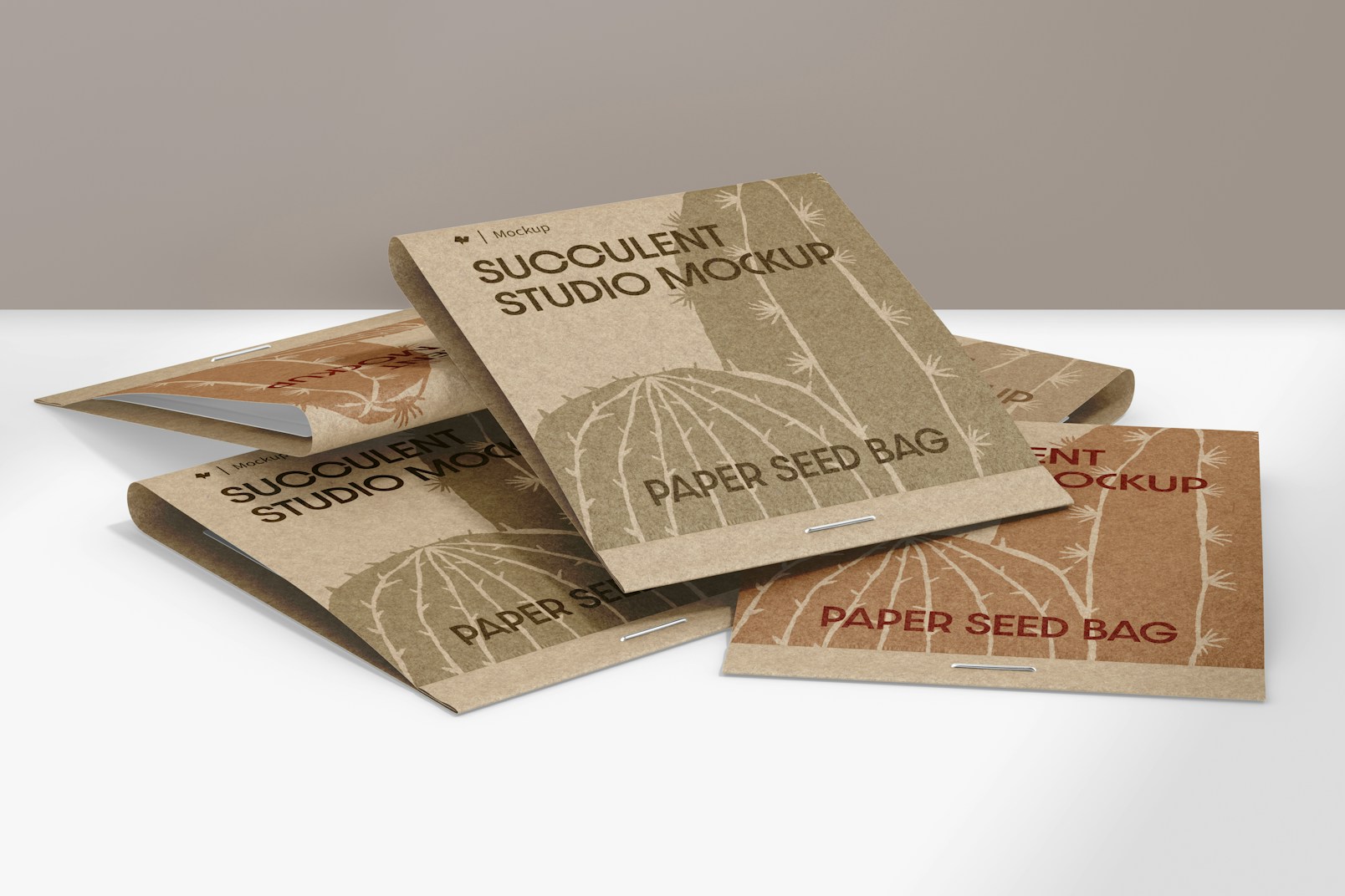 Paper Seed Bag Mockup, Stacked