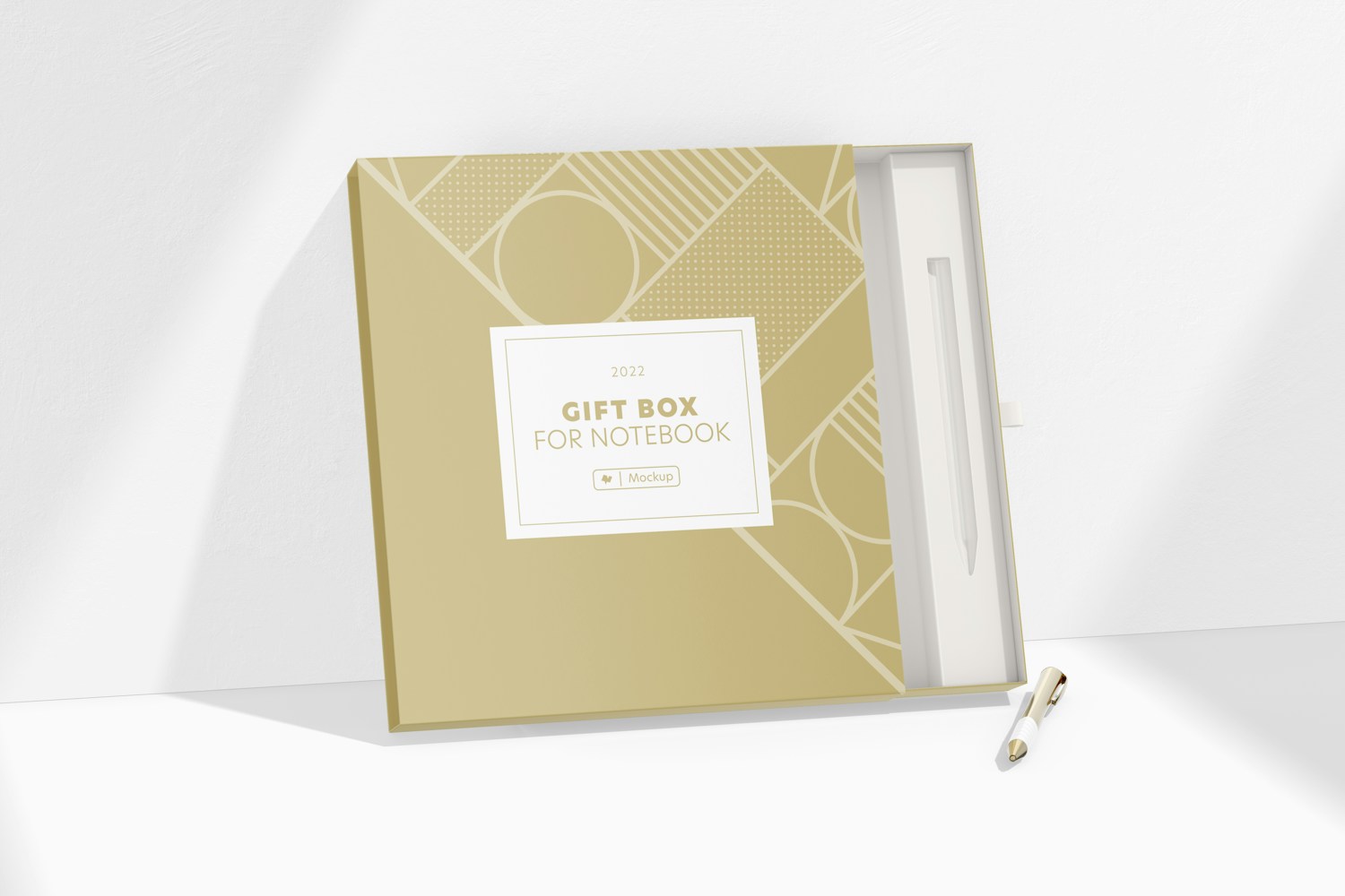 Gift Box for Notebook Mockup, Leaned
