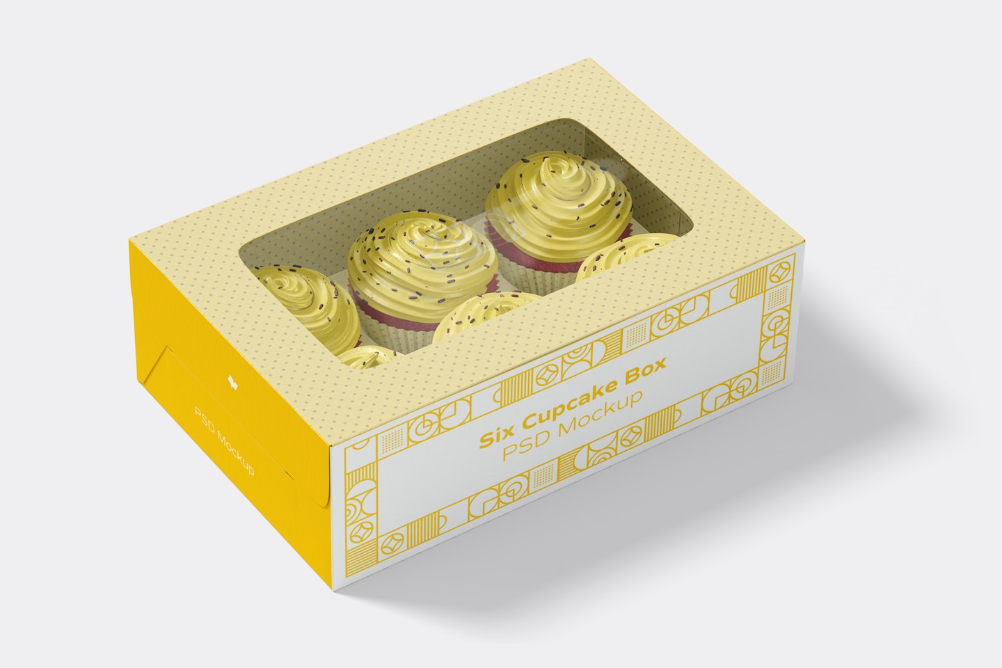 Six Cupcake Box Mockup