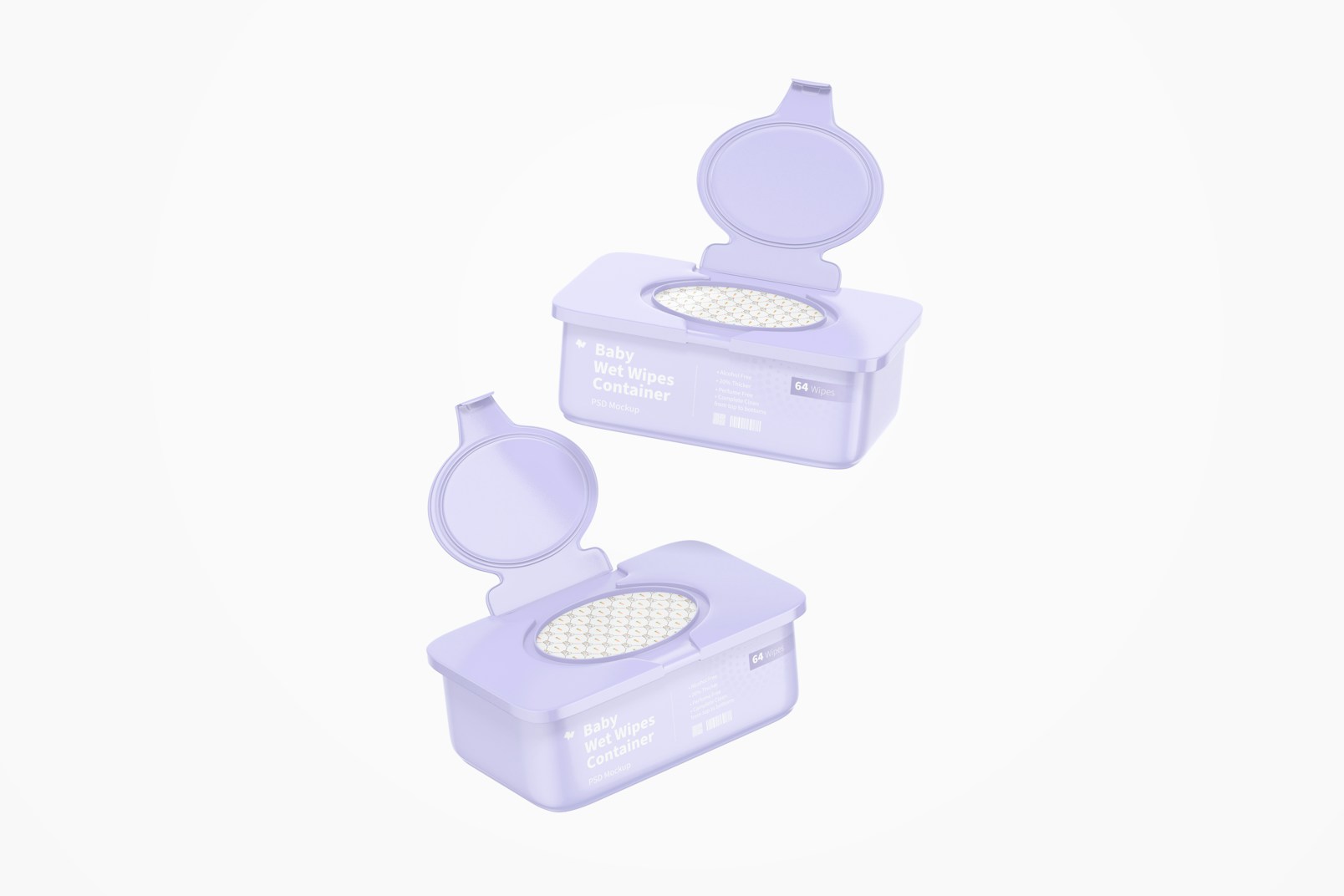 Baby Wet Wipes Containers Mockup, Floating