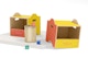 Wooden Toys Containers Mockup, Perspective