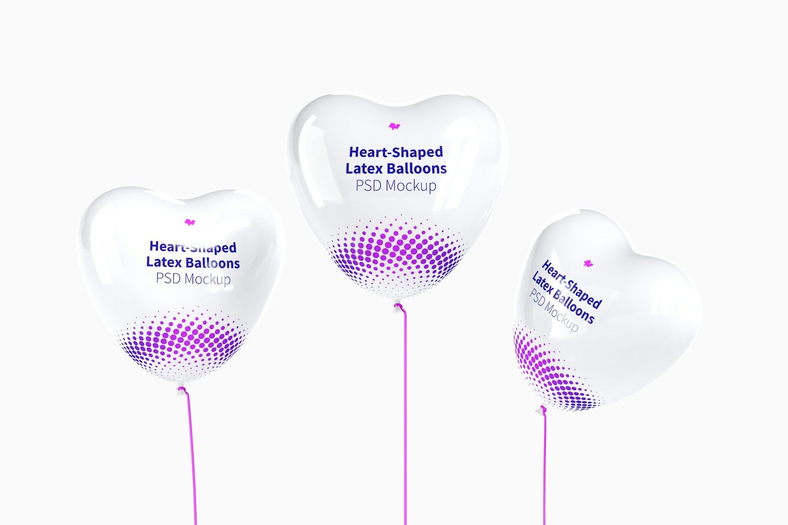 Heart-Shaped Latex Balloon Set Mockup