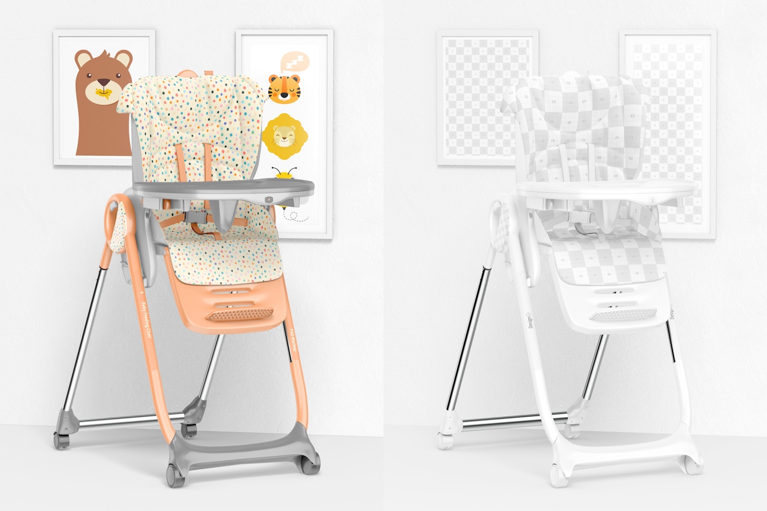 Baby Feeding Chair Mockup, Perspective