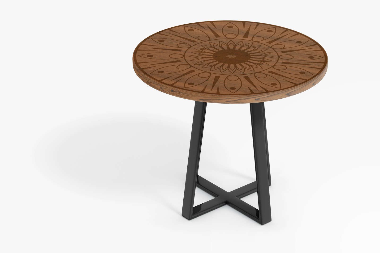 Wooden Round Table Mockup, Right View