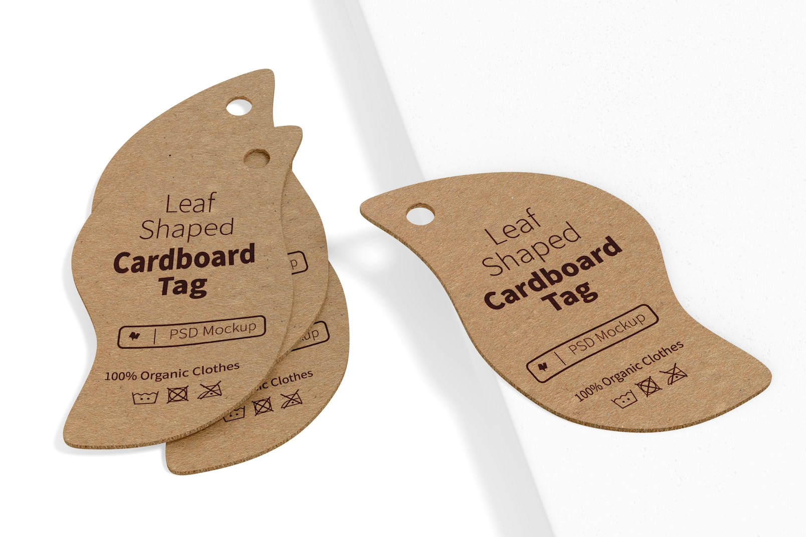 Leaf Shaped Cardboard Tags Set Mockup