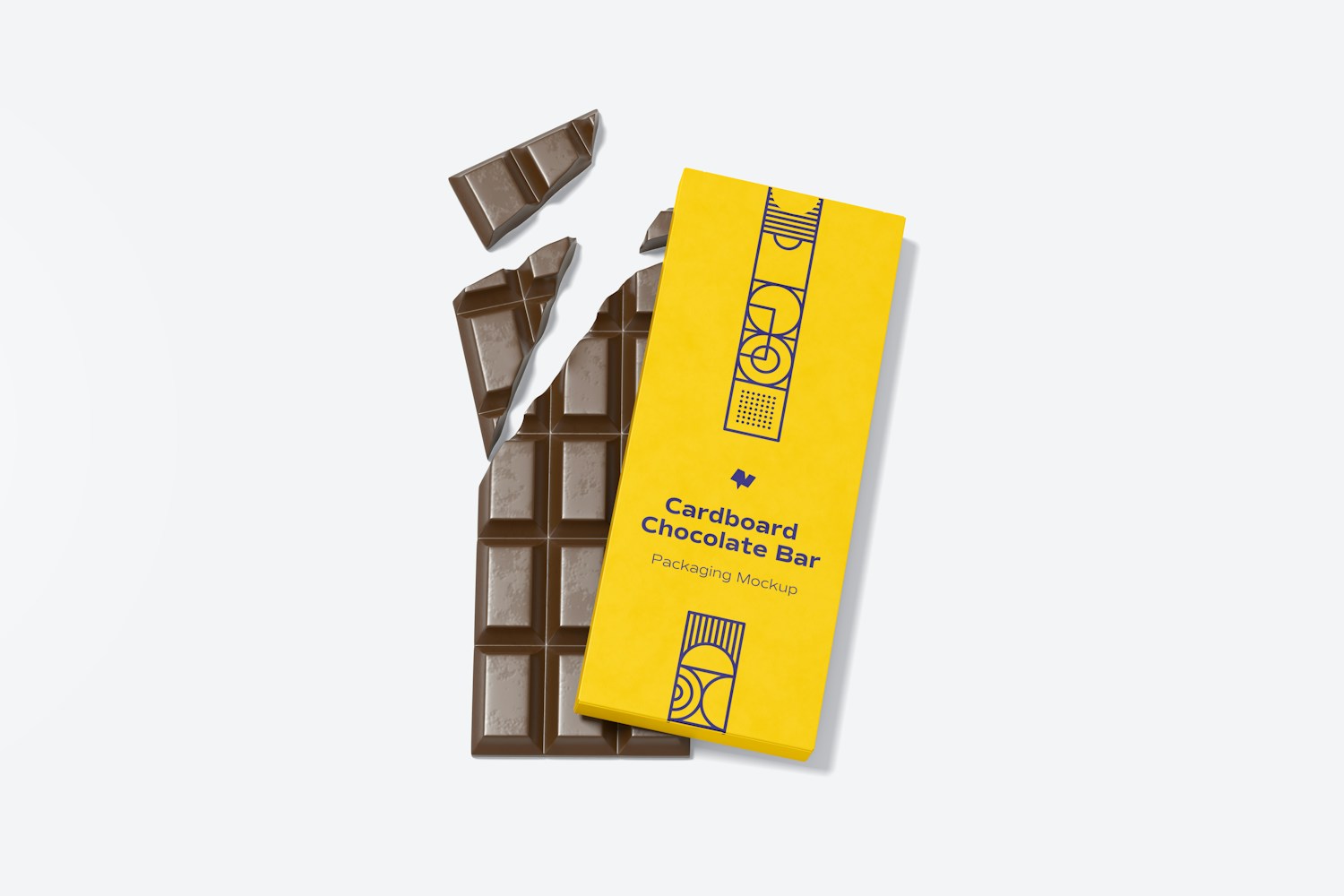 Cardboard Chocolate Bar Packaging Mockup, Top View