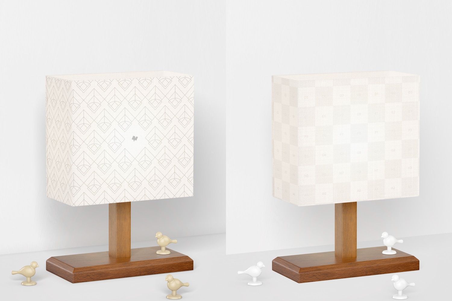Rectangular Wood Table Lamp Mockup, Left View Rectangular Wood Table Lamp Mockup, Left View
